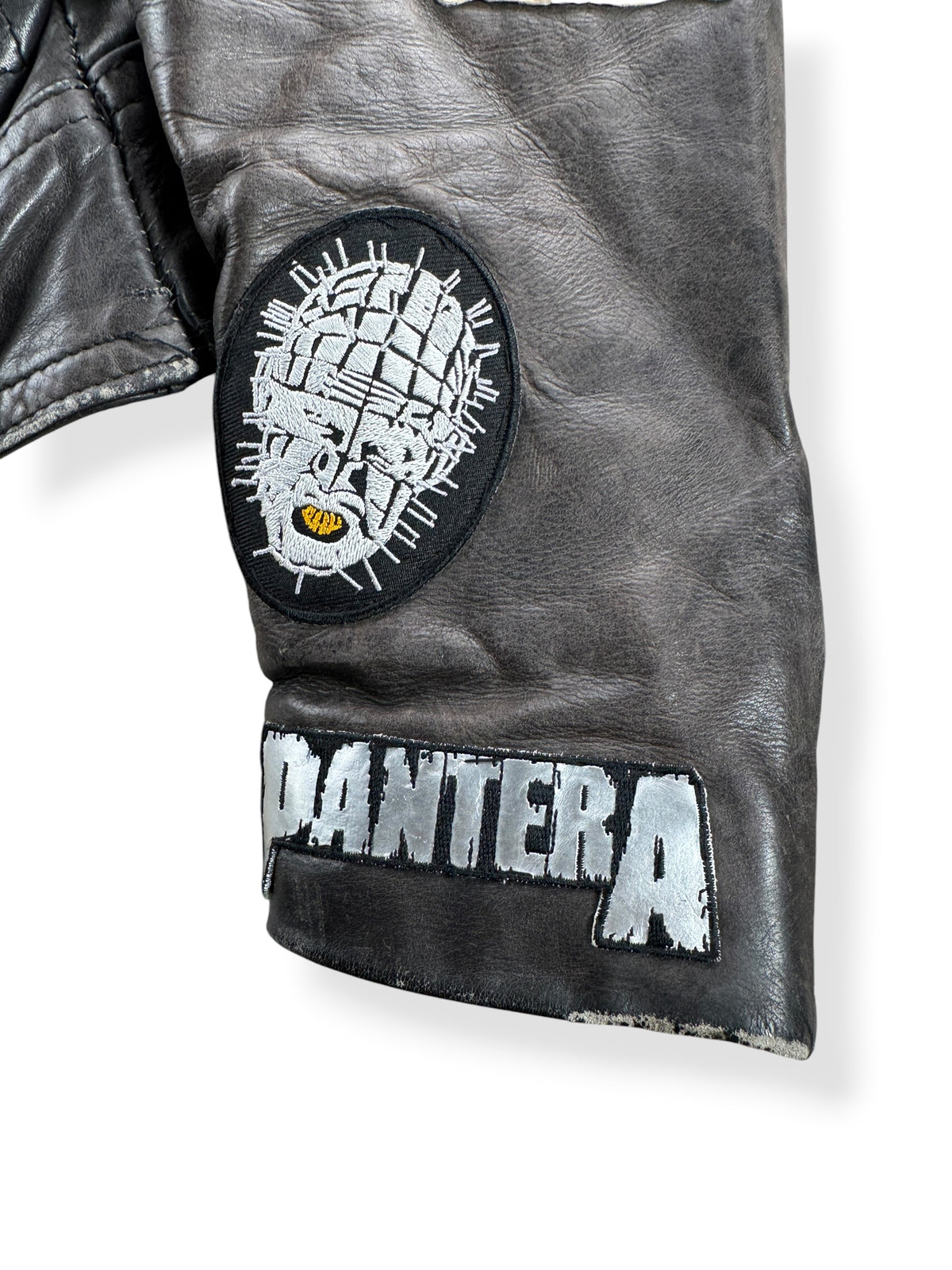 Patches on Vintage 90s Leather Battle Jacket SZ M