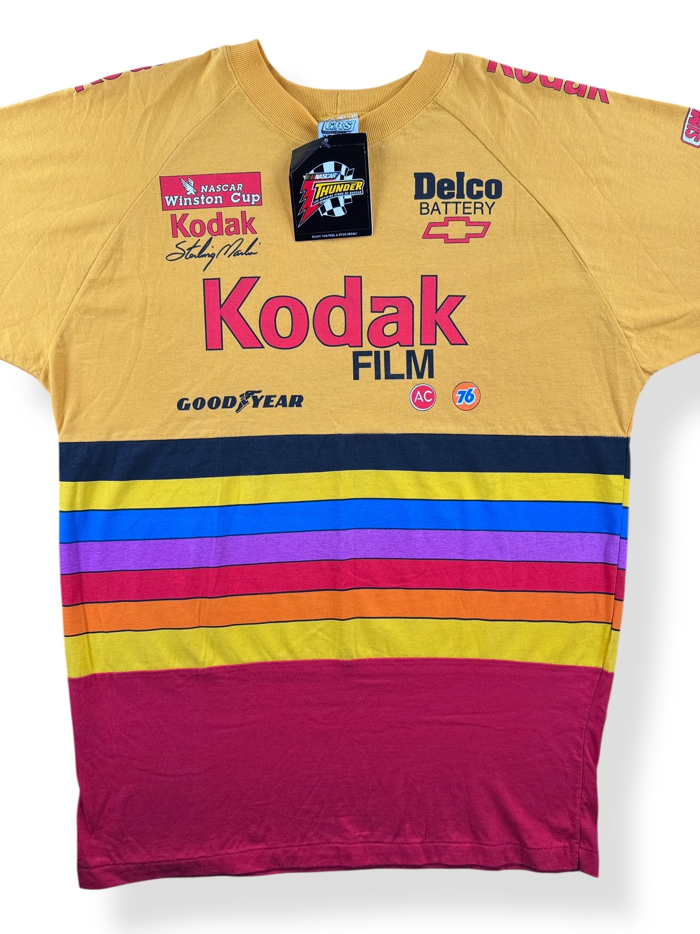 Front Close Up of Vintage NOS Kodak Film Racing Tee SZ L (Fits XL)