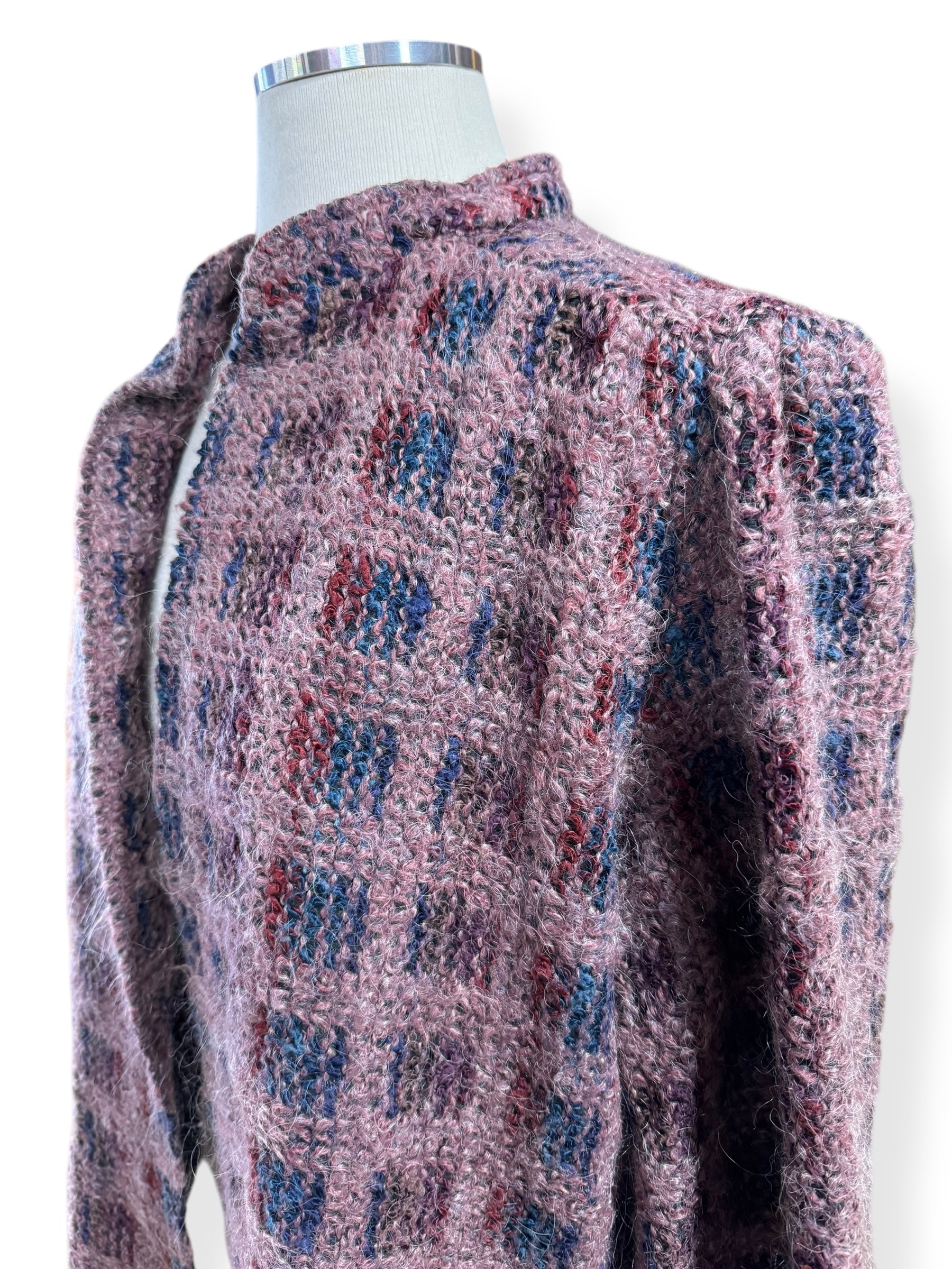 Side view of 1980s Florence Henderson Grandma Cardigan L