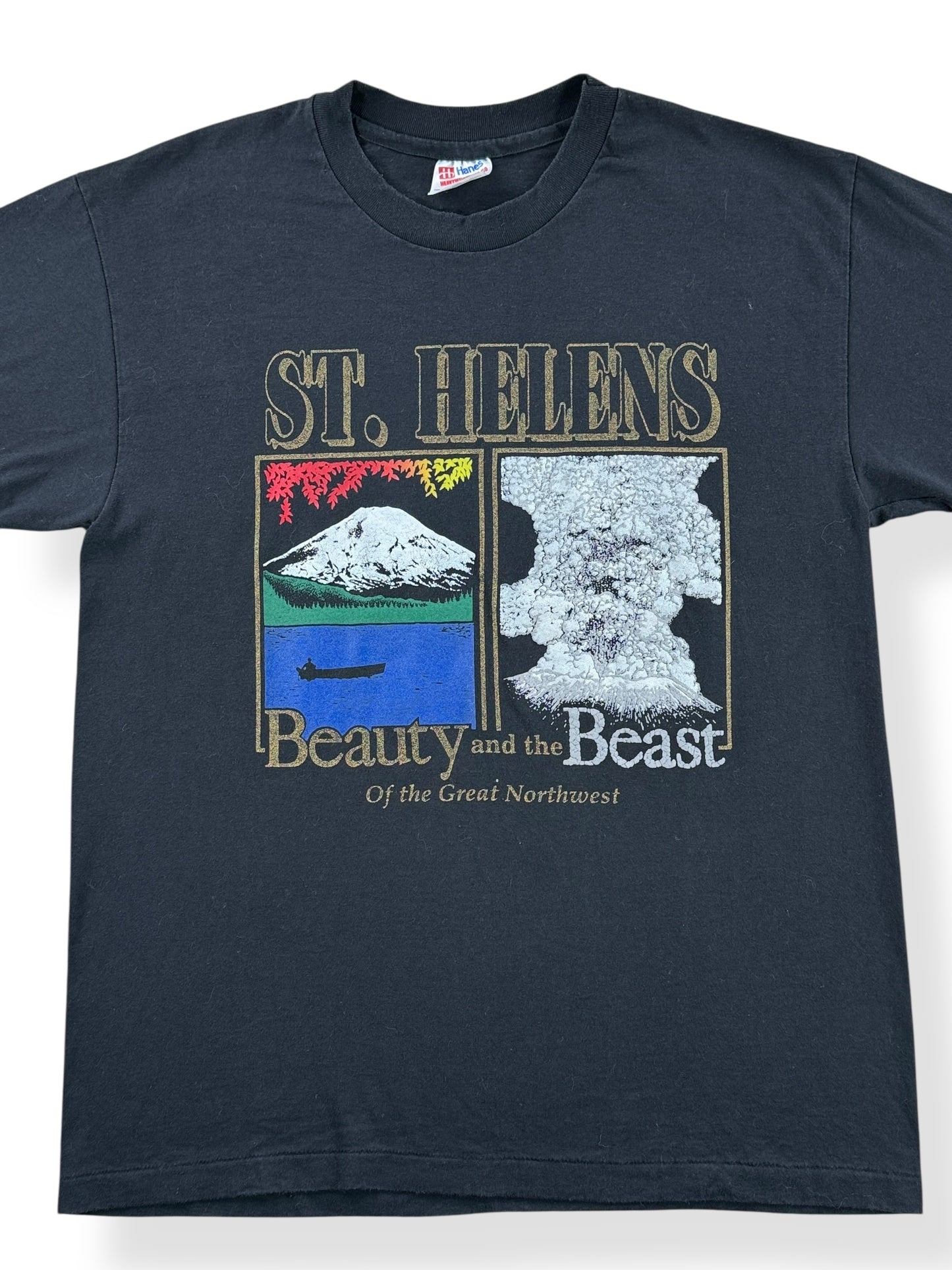 Front Close Up of Vintage 90s St. Helens Tee SZ L