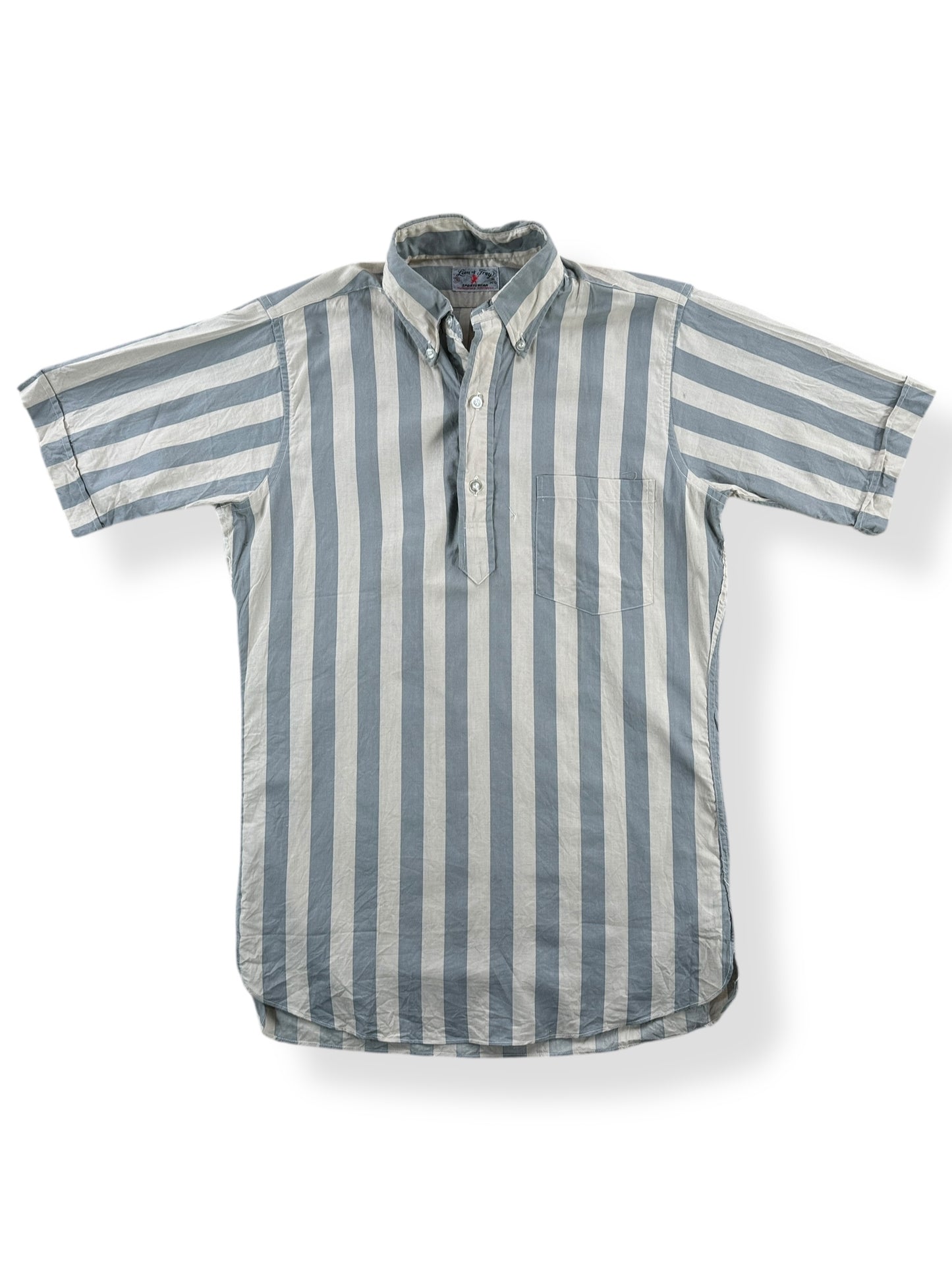 Front of Vintage Lion of Troy Striped Polo Shirt SZ S