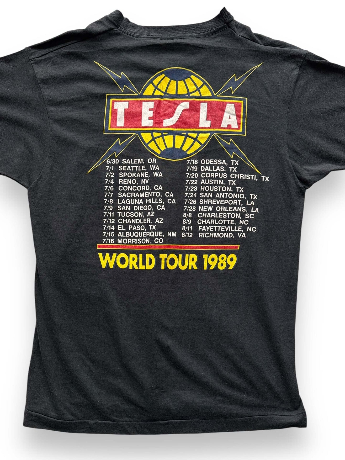 Rear Detail on Vintage Tesla Great Radio Controversy 1989 Tour Tee SZ L