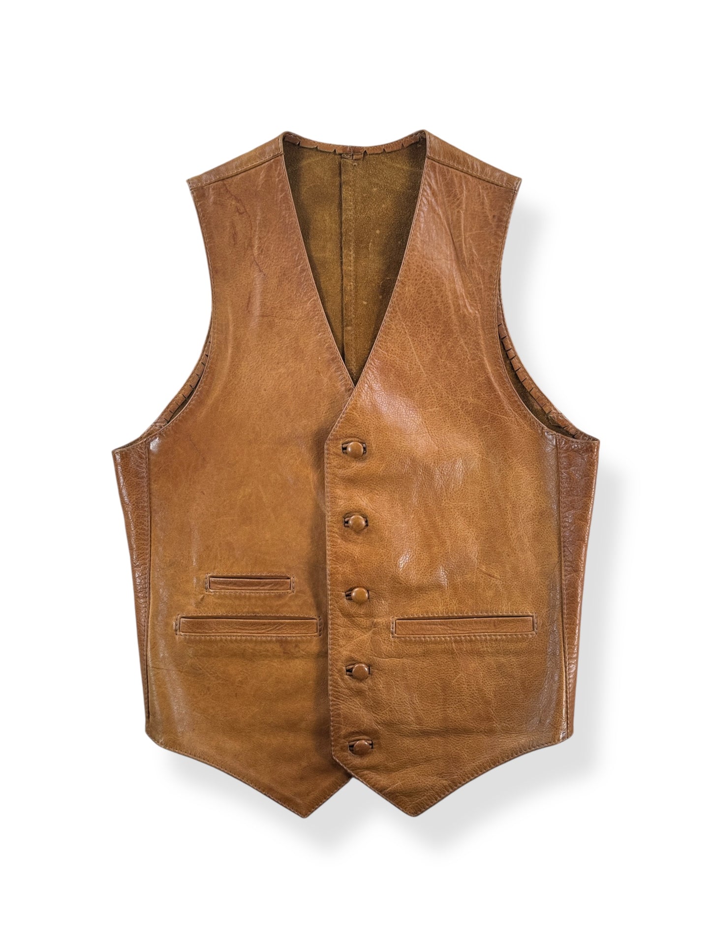 Front of Vintage Leather Vest SZ XS