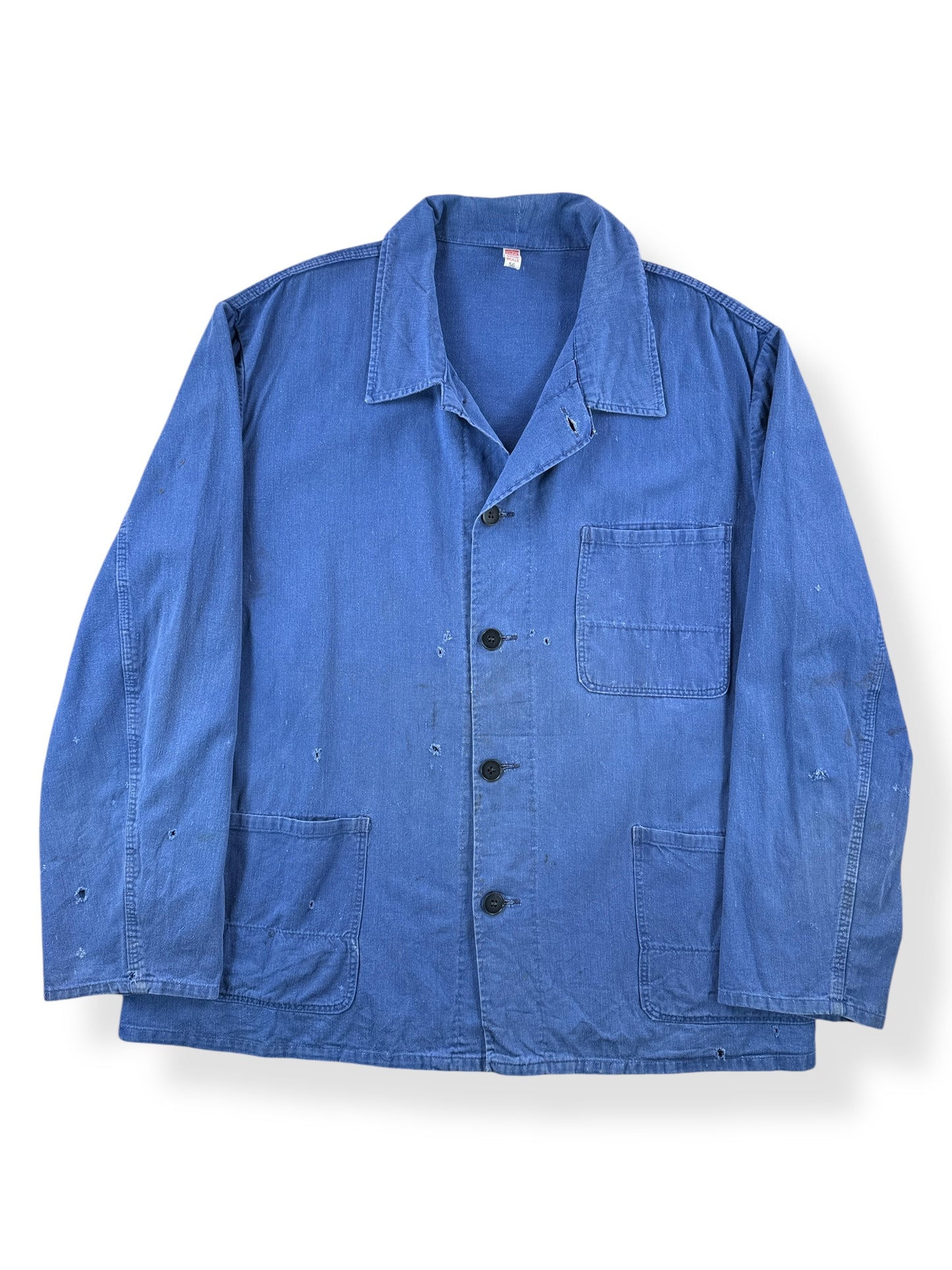 Front of Vintage Rofa Thrashed French Chore Coat SZ XL