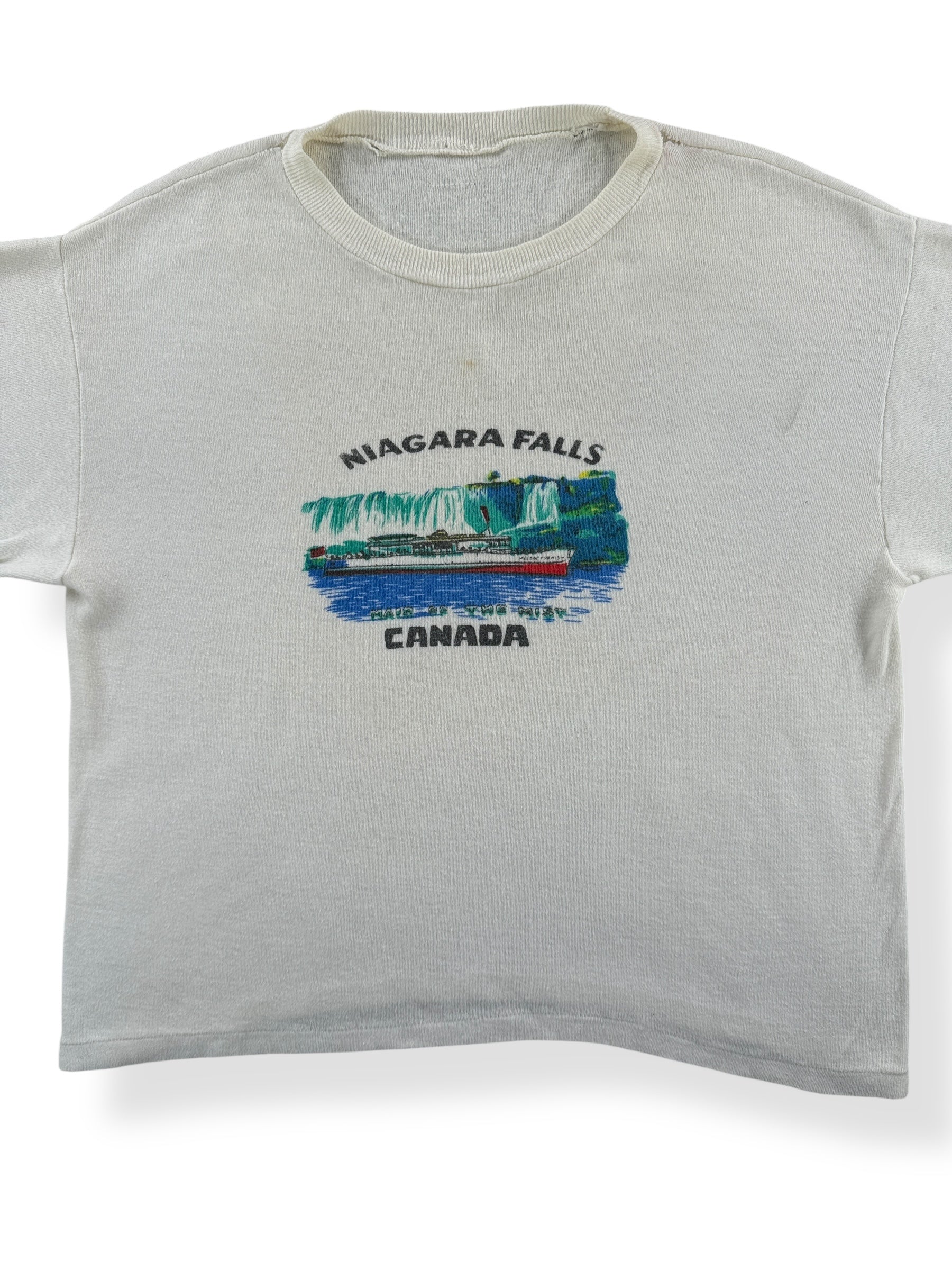 Front Close Up of Vintage Niagara Falls Waterprint Tourist Tee SZ M