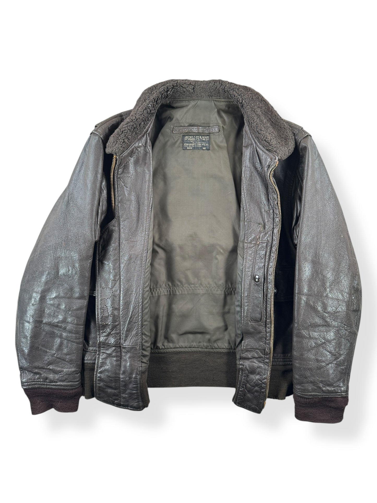 Inside of Vintage Military G1 Leather Jacket SZ L