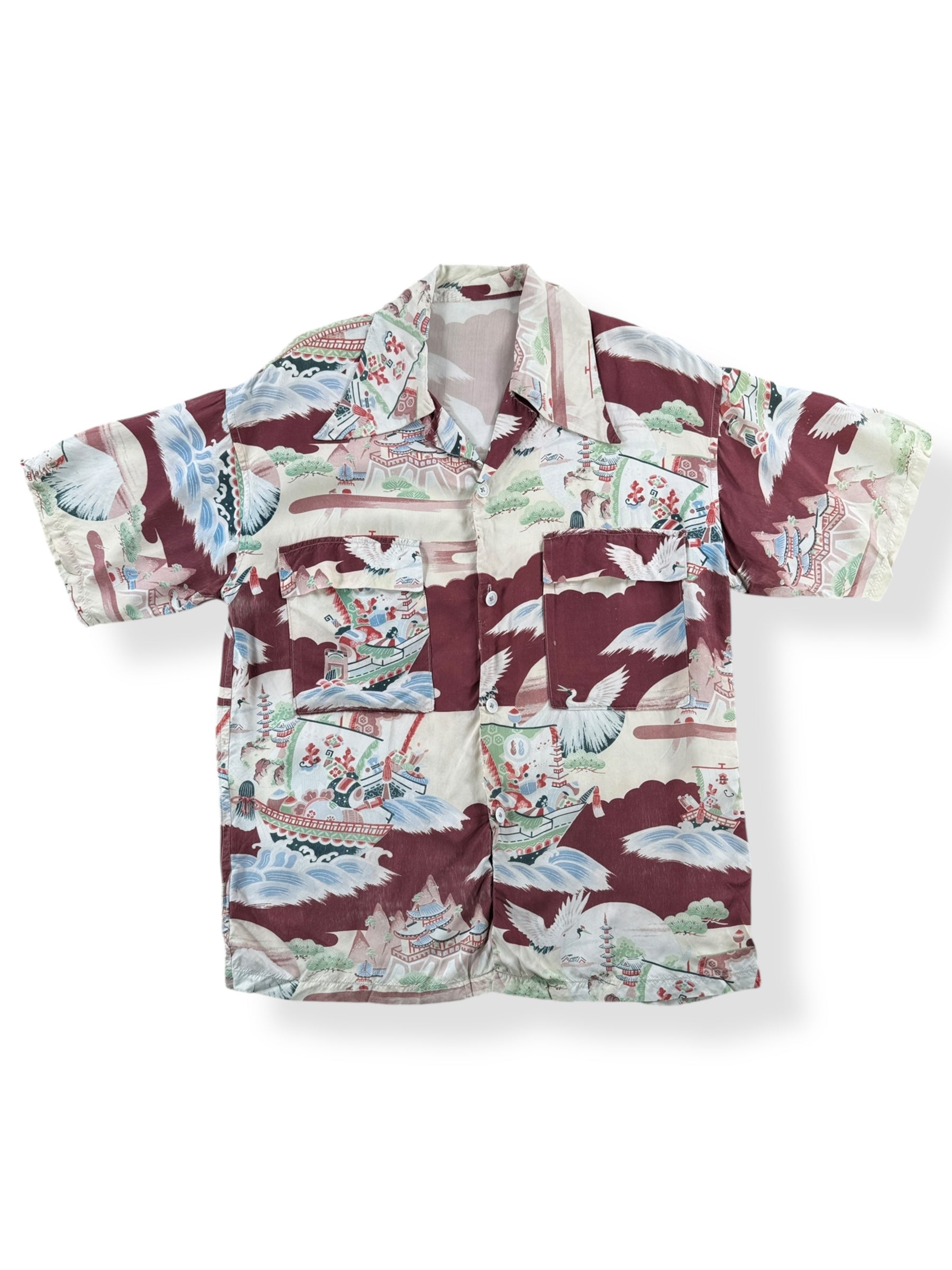 Front of Vintage Japanese Style Aloha Shirt SZ S