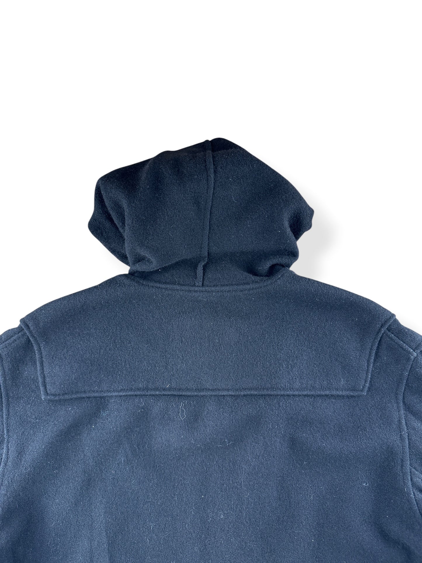 Back of hood on Vintage Frederick And Nelson Black Wool Toggle Front Coat SZ XL