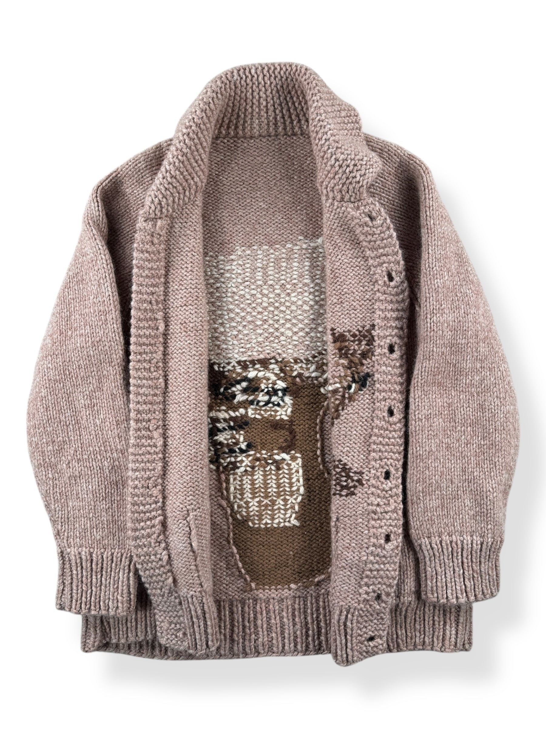 Inside of Vintage Deer Button Cowichan Style Sweater SZ M