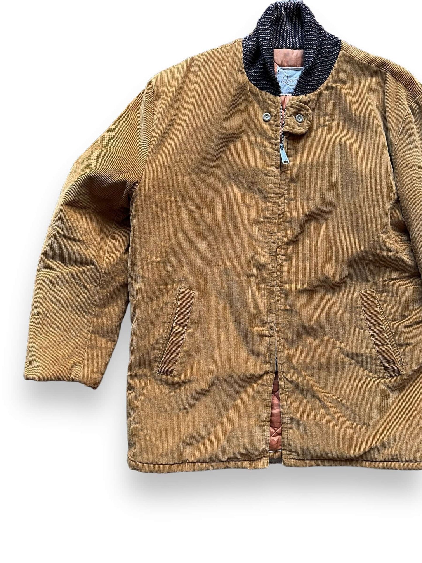 Front Right View of Vintage Deluxe Quality Outerwear Corduroy Clicker Jacket SZ XL | Vintage Clicker Coat Seattle