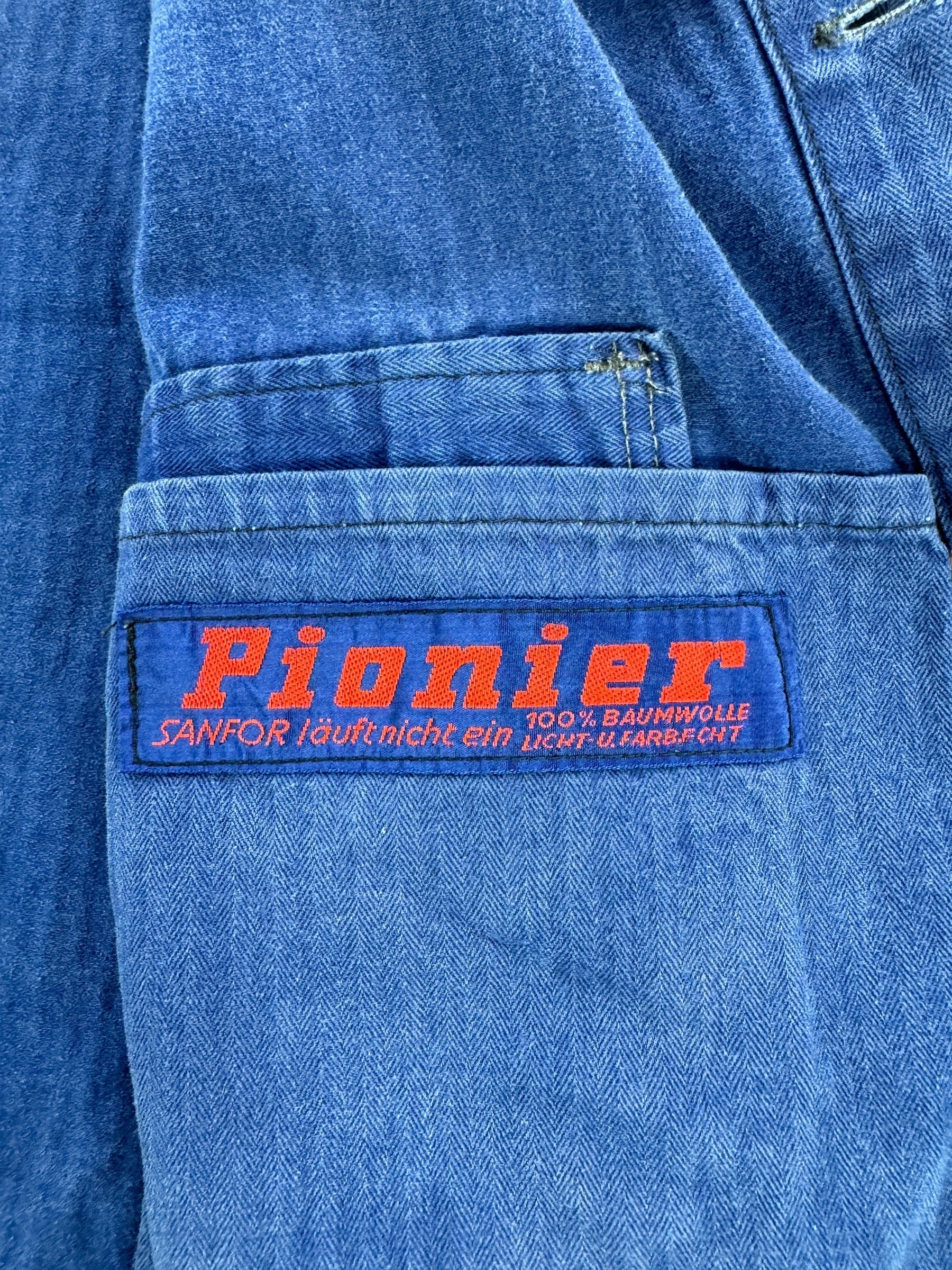 Label on Vintage HBT Pionier Faded and Repaired Euro Work Jacket SZ L