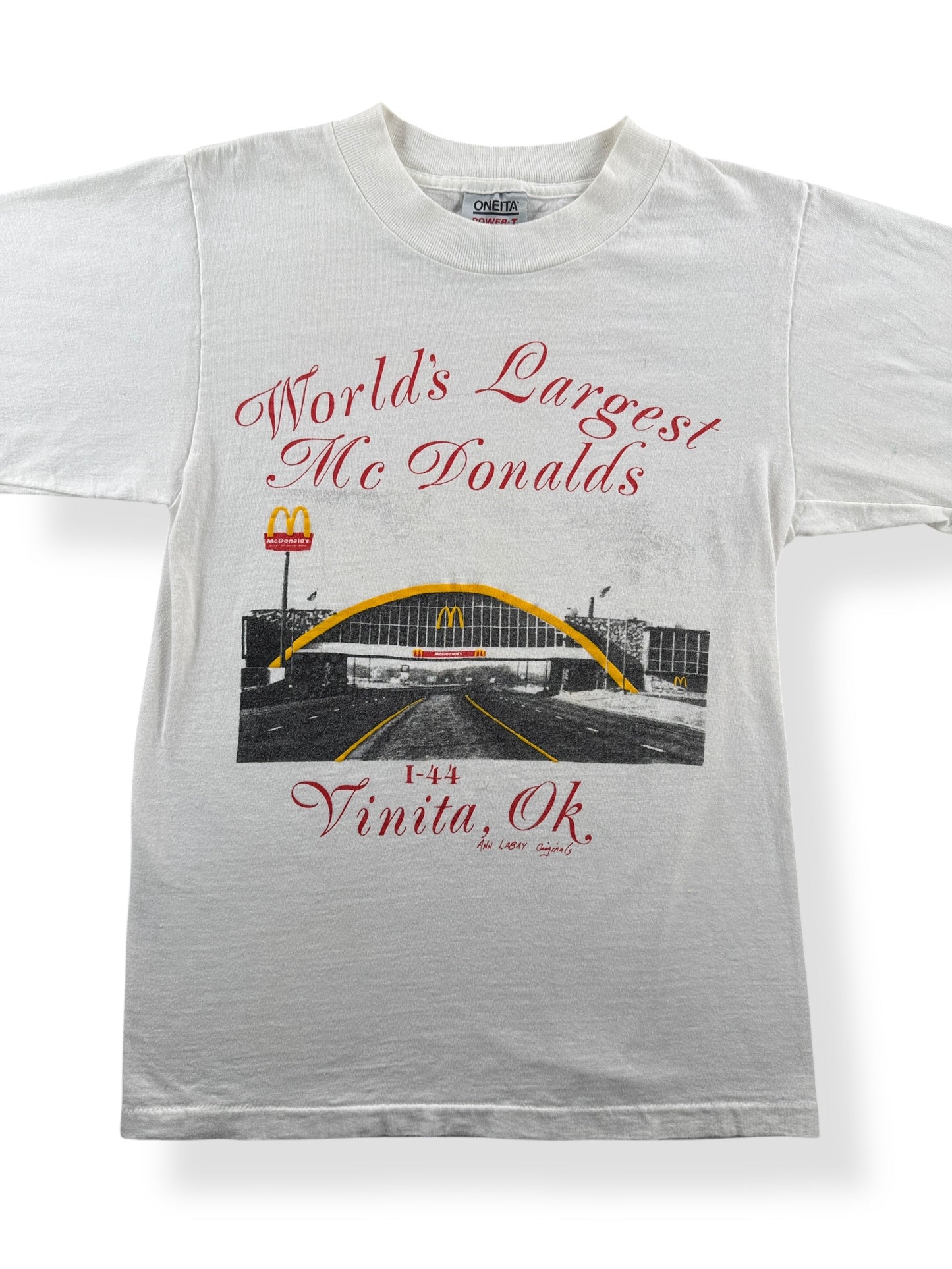 Front Close Up of Vintage World's Largest McDonald's Tee SZ S (Fits XS)