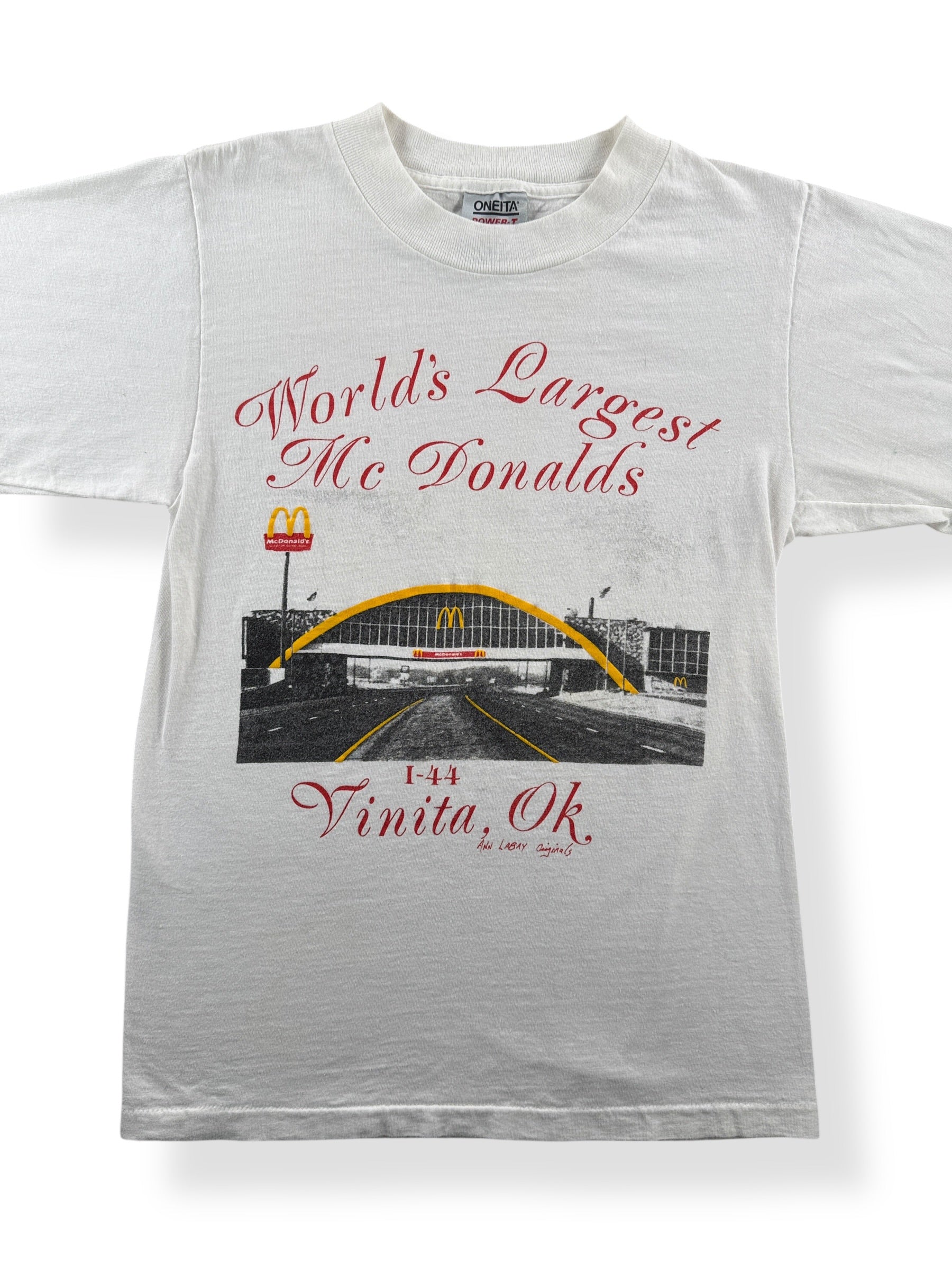 Front Close Up of Vintage World's Largest McDonald's Tee SZ S (Fits XS)