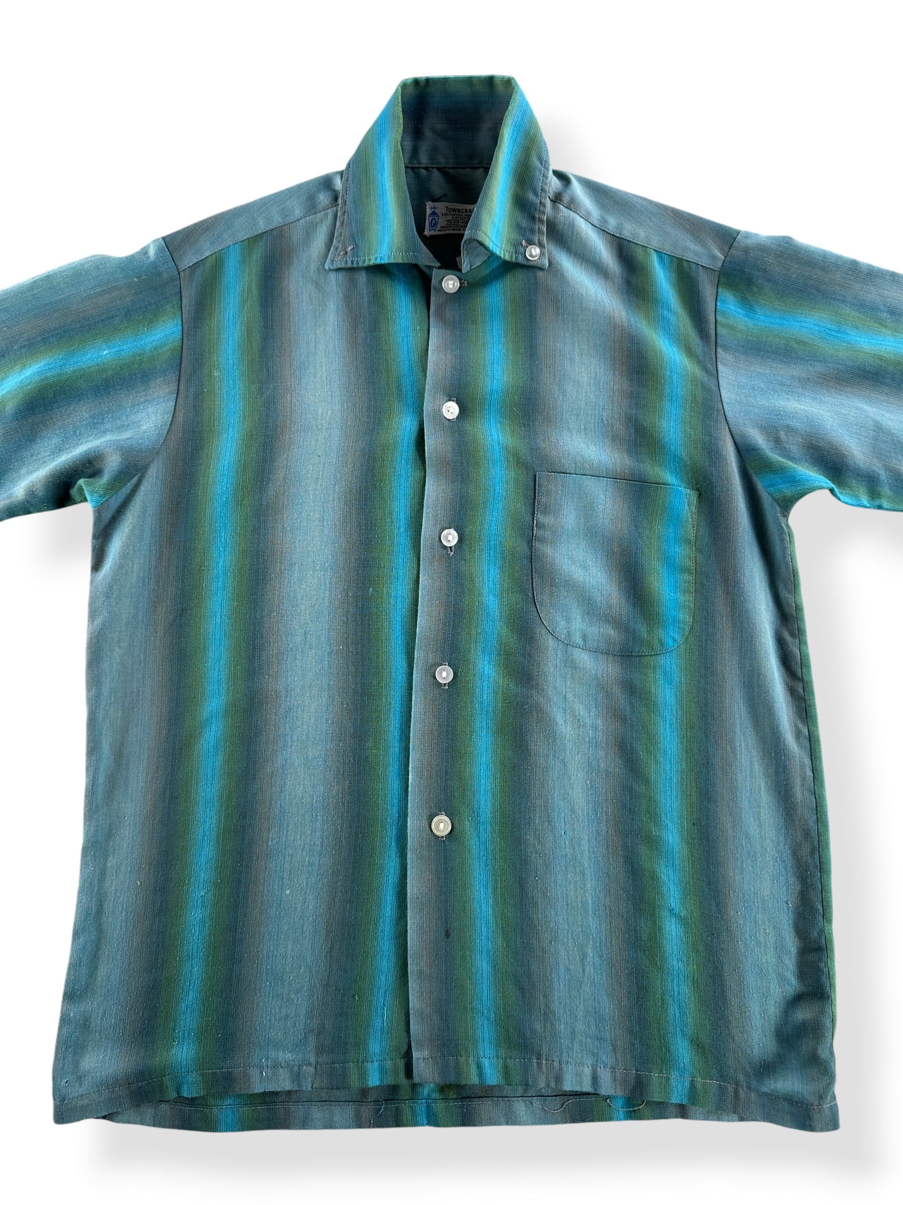 Close-up of Vintage 60's/70's Shadow Plaid Towncraft Shirt SZ 14 (Fits XS)