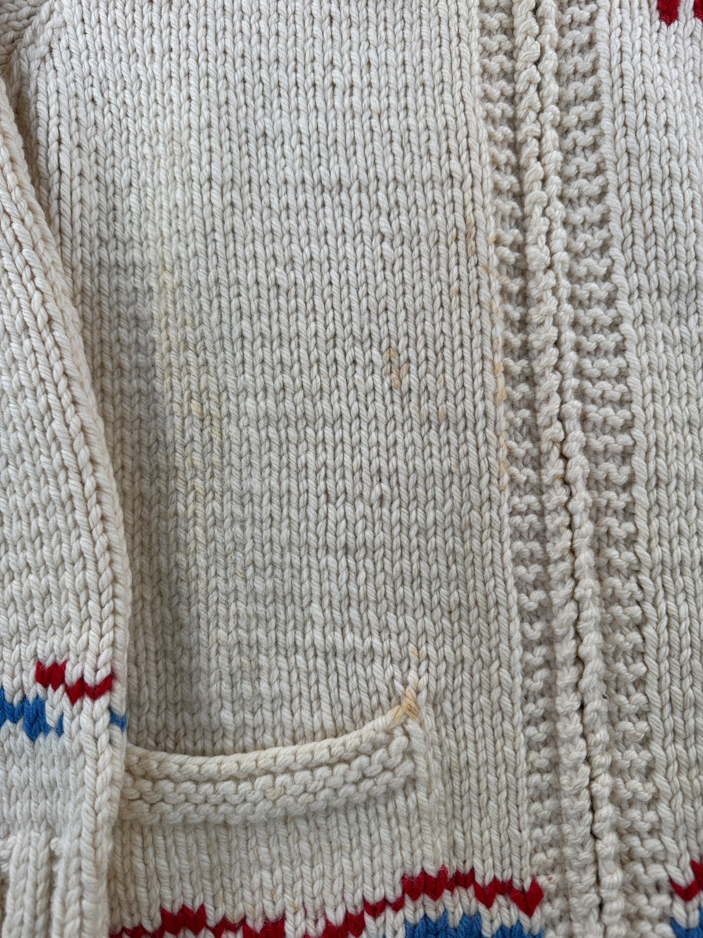 Staining on Vintage Hi-Ball Power Boat Cowichan Style Sweater SZ L