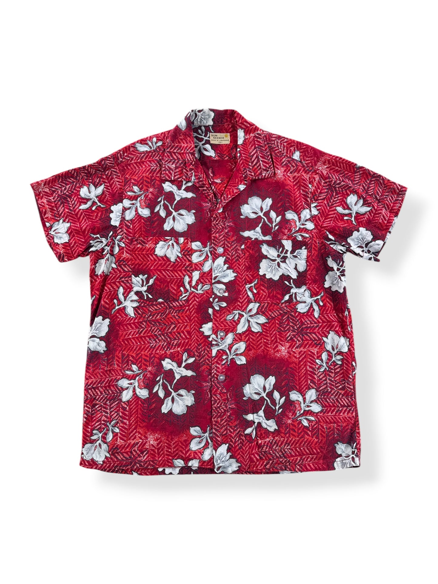Front of Vintage Sun Seeker Cotton Aloha Shirt SZ M