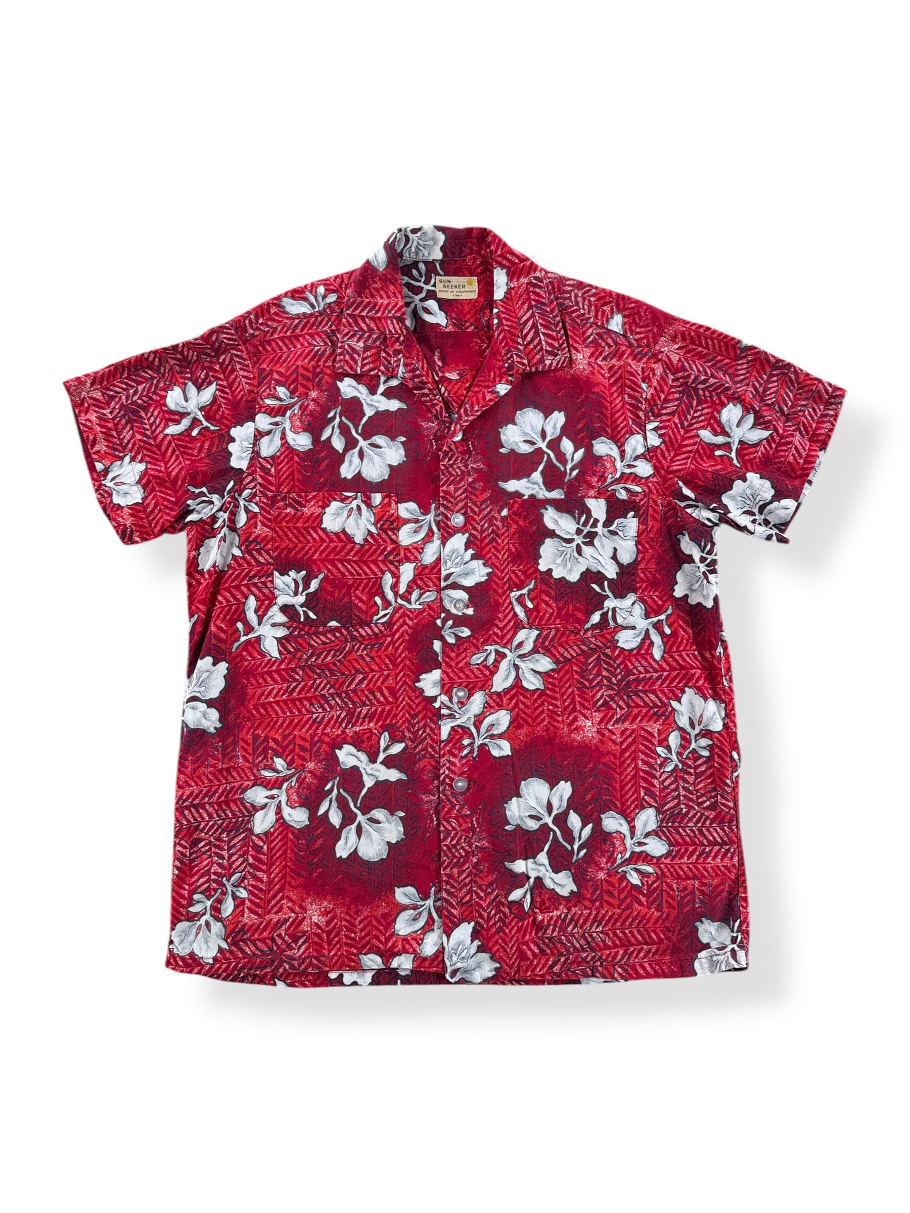 Front of Vintage Sun Seeker Cotton Aloha Shirt SZ M