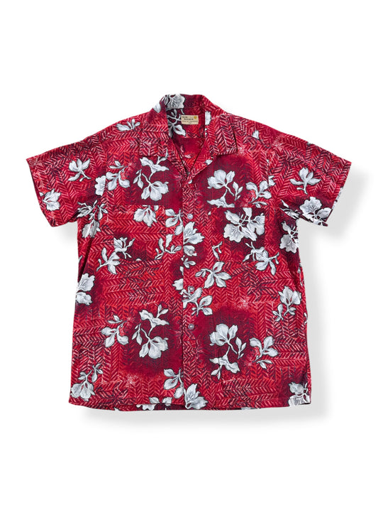 Front of Vintage Sun Seeker Cotton Aloha Shirt SZ M