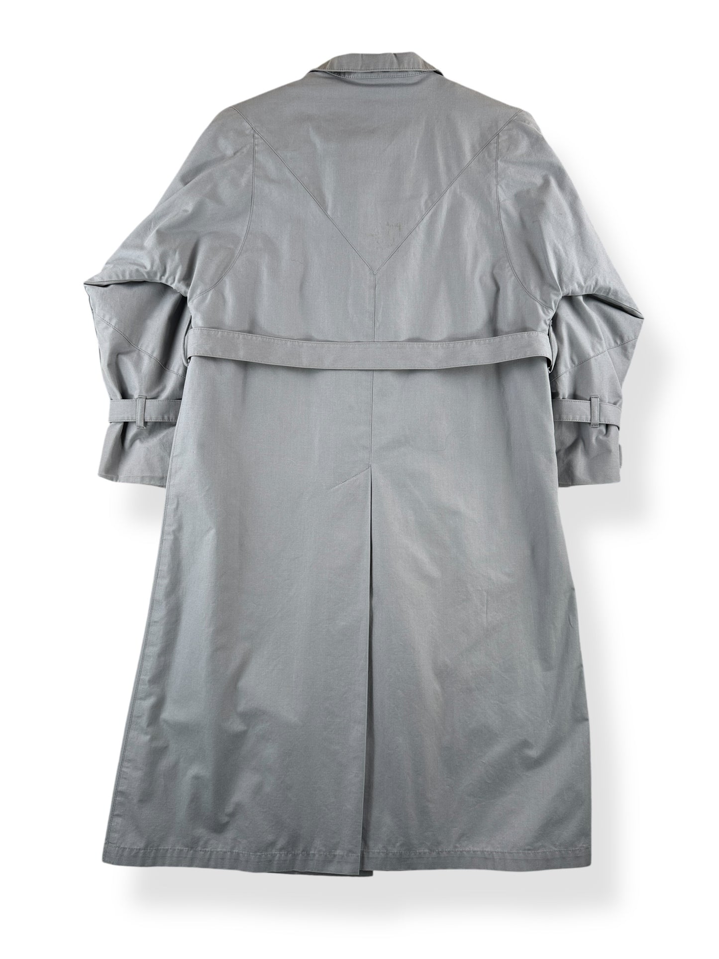 Back of Vintage Grey London Fog Lined Trench Coat SZ M