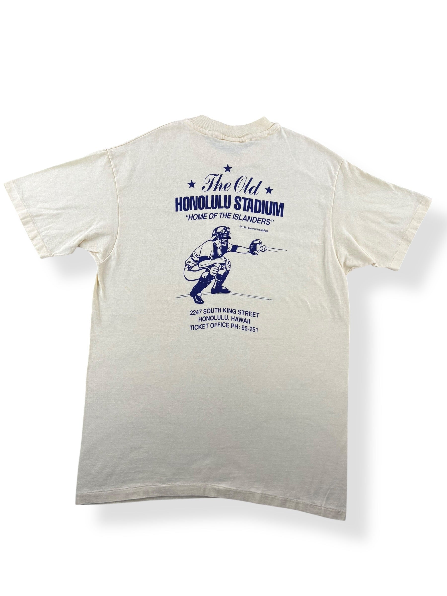 Back of Vintage Hawaii Nostalgia Home of the Islanders Baseball Tee SZ L (Fits M)