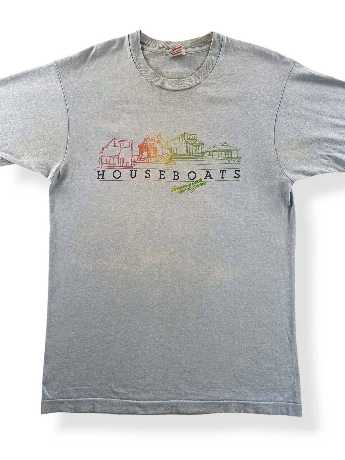 Front Close Up of Vintage Seattle Houseboats Tee SZ L (Fits M)