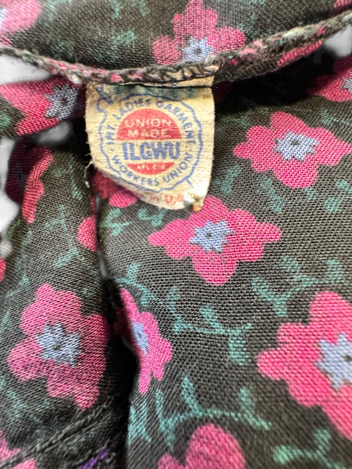 Union tag of 1970s Patchwork Floral Dress S-M