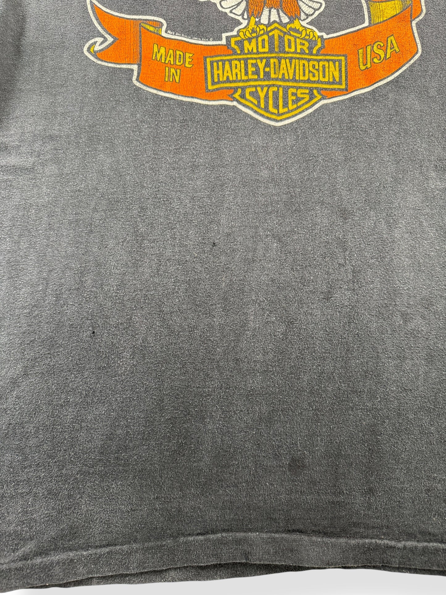 Stain on Vintage 70s/80s Era Harbor City Harley Davidson Tee SZ L (Fits M)