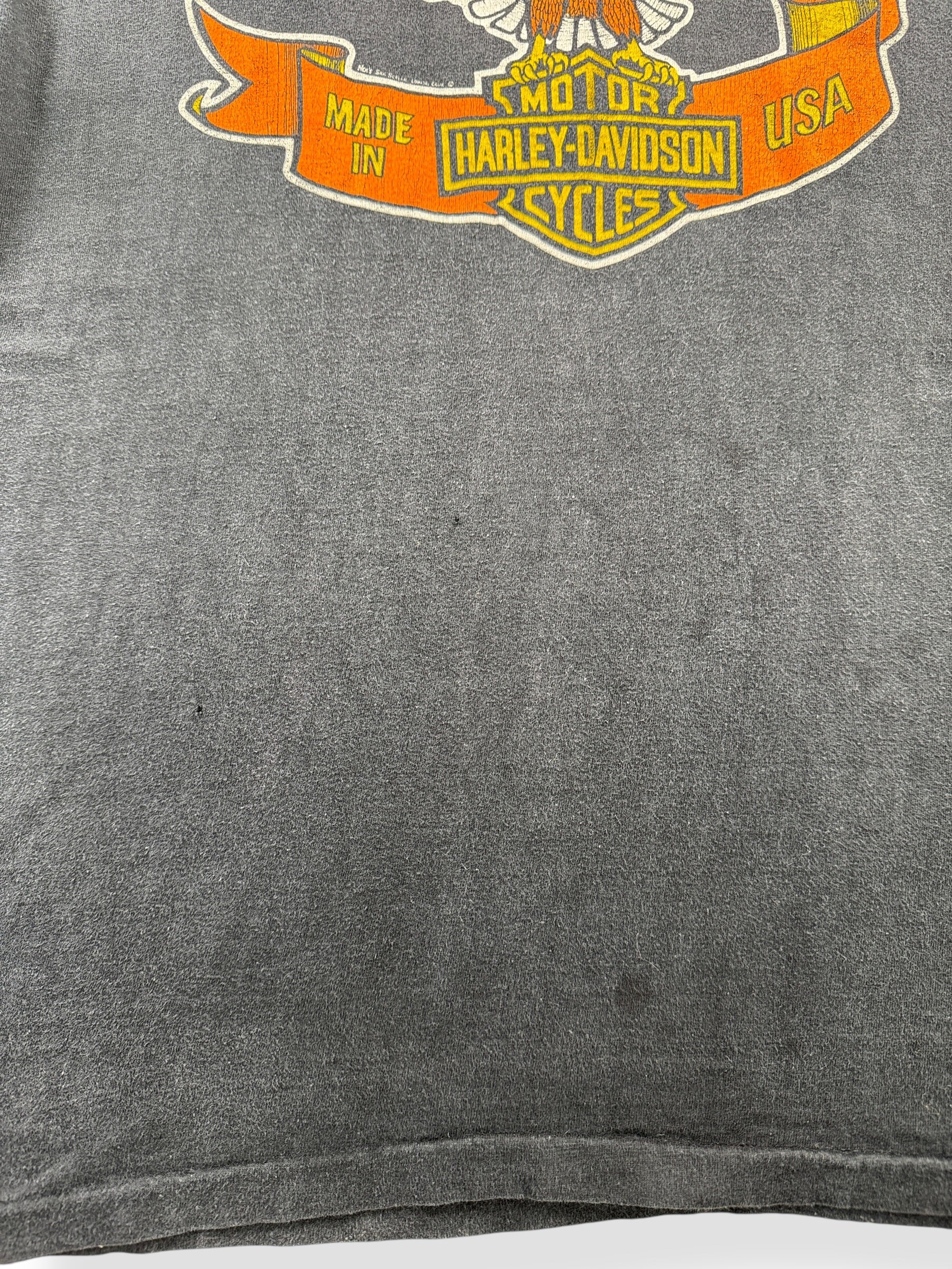 Stain on Vintage 70s/80s Era Harbor City Harley Davidson Tee SZ L (Fits M)