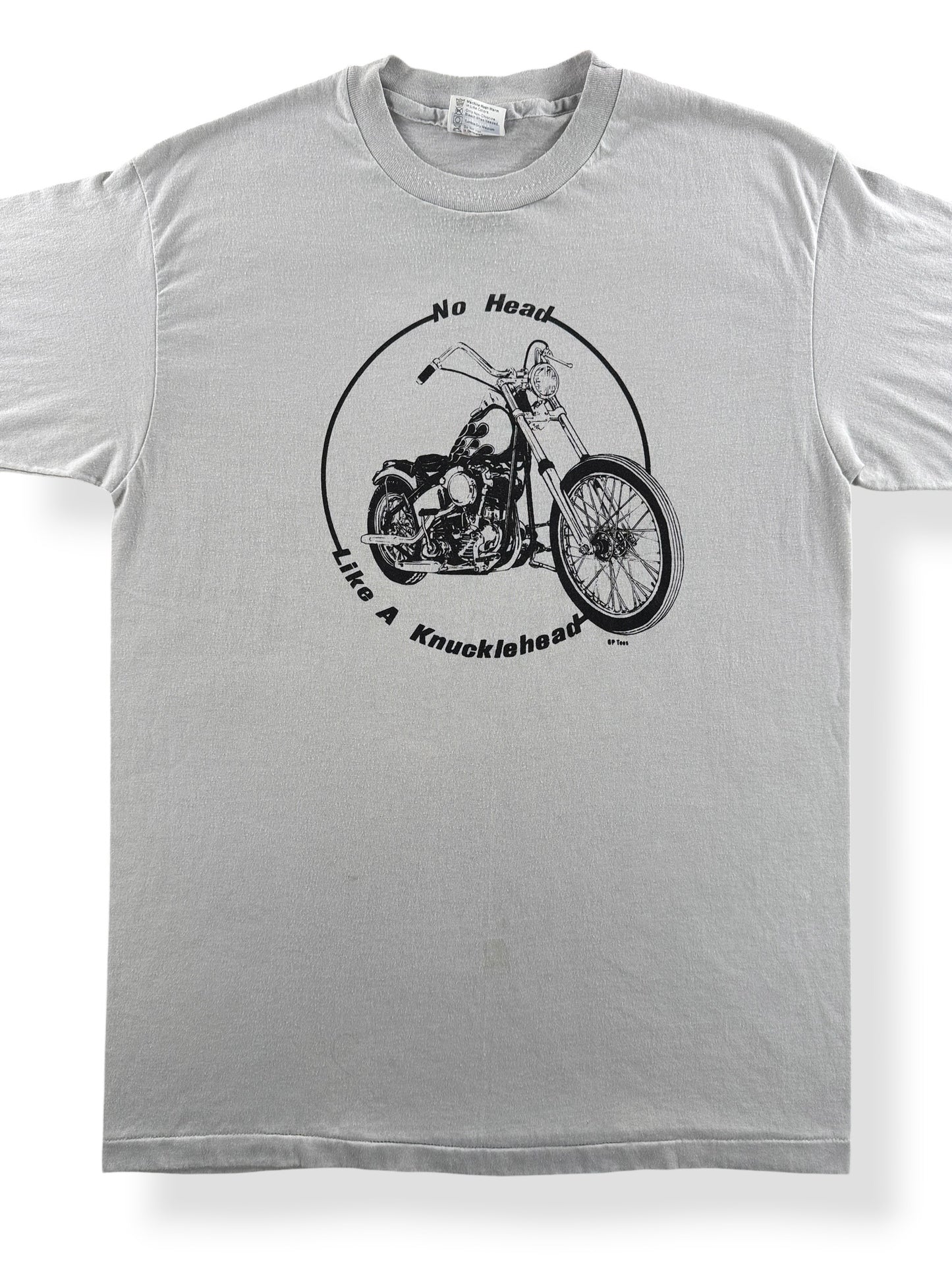 Front Close Up of Vintage Knucklehead Biker Tee SZ L (Fits M)
