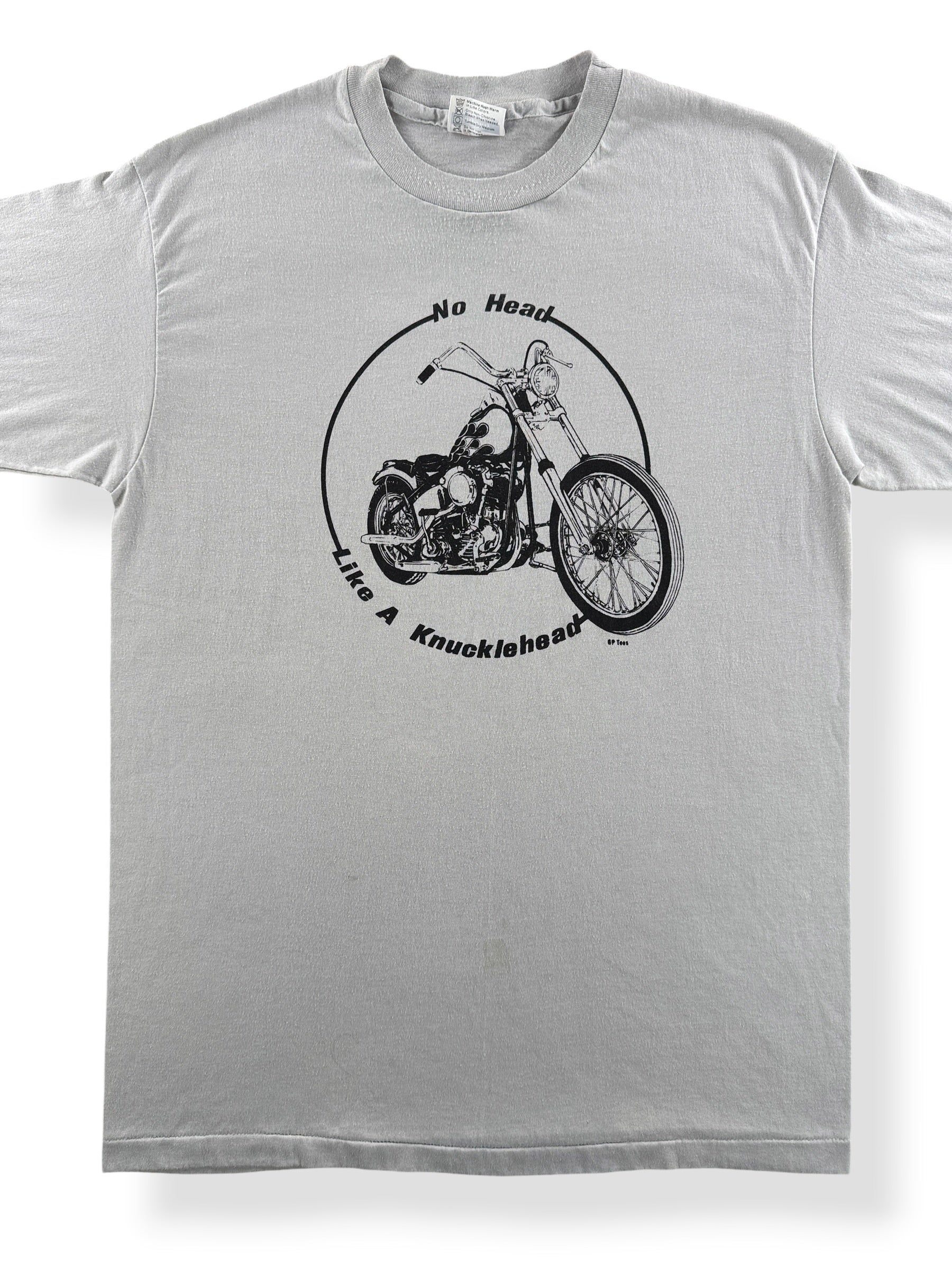 Front Close Up of Vintage Knucklehead Biker Tee SZ L (Fits M)