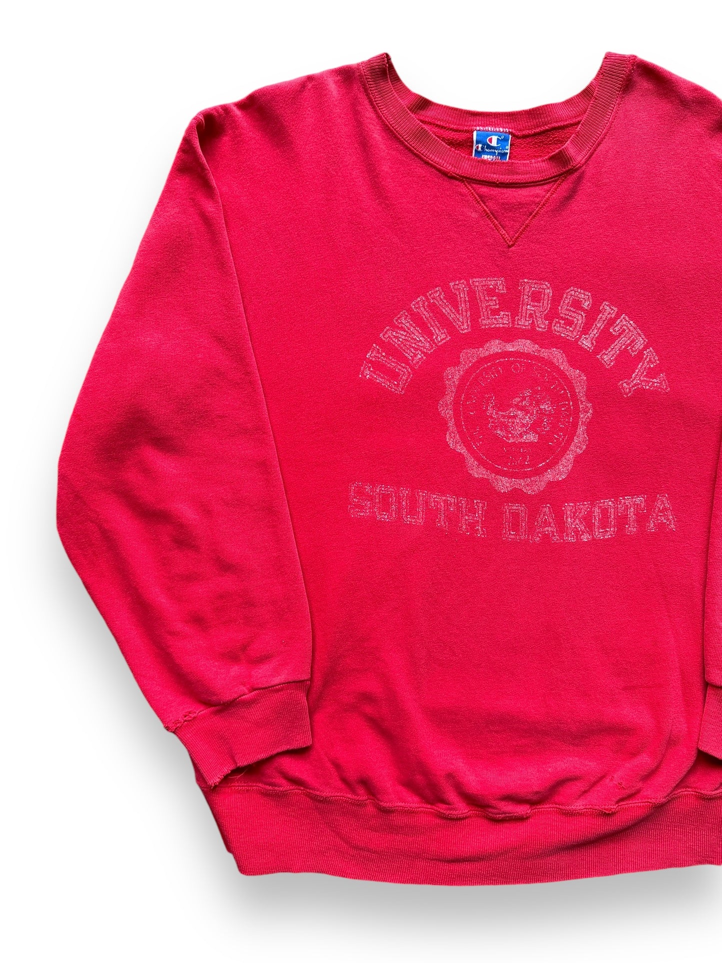 front right of Vintage University of South Dakota Champion Crewneck SZ XL