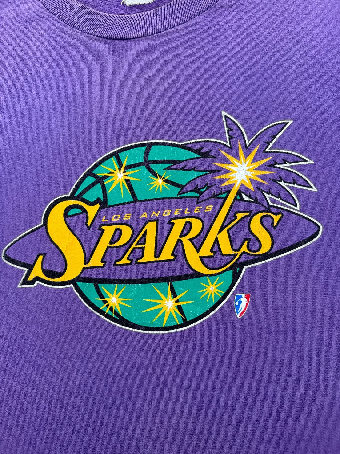 Graphic on Vintage LA Sparks WNBA Tee SZ L