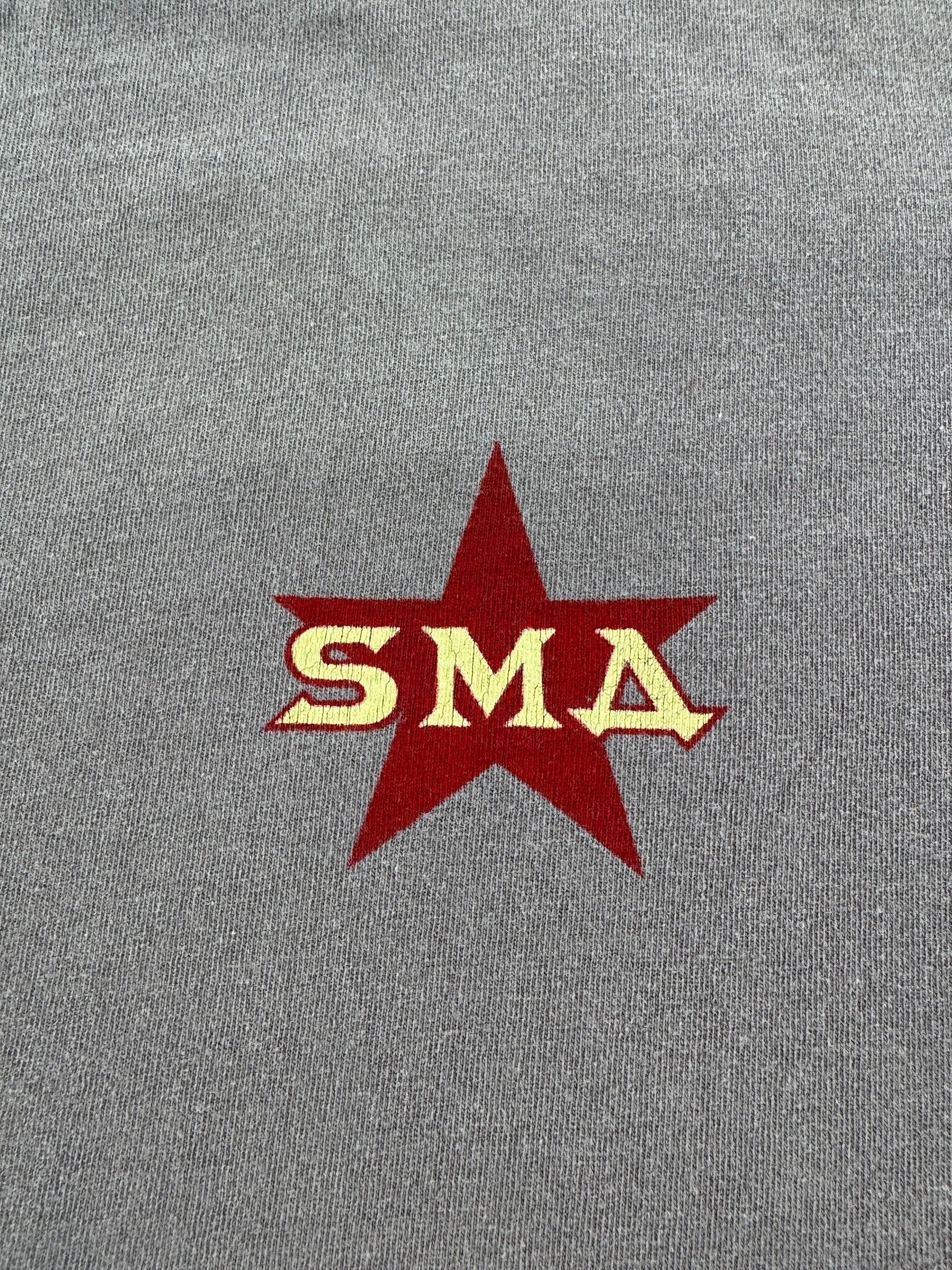 Graphic of Vintage Dave Leroux SNA Santa Cruz Skateboard Soviet Style Tee SZ XL