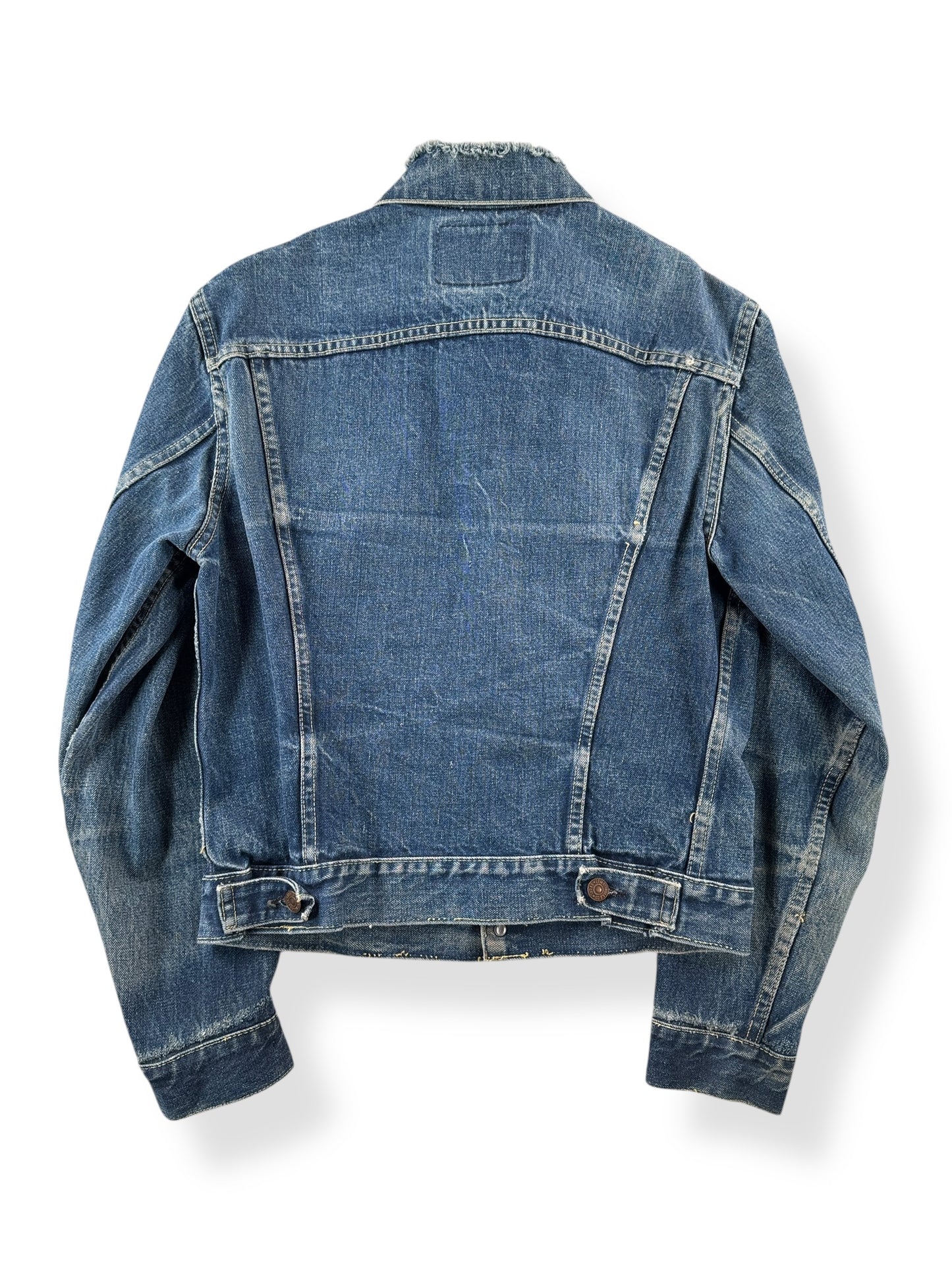 Back of Vintage 1960s Era Levis Big E 557 Trucker Jacket SZ 40
