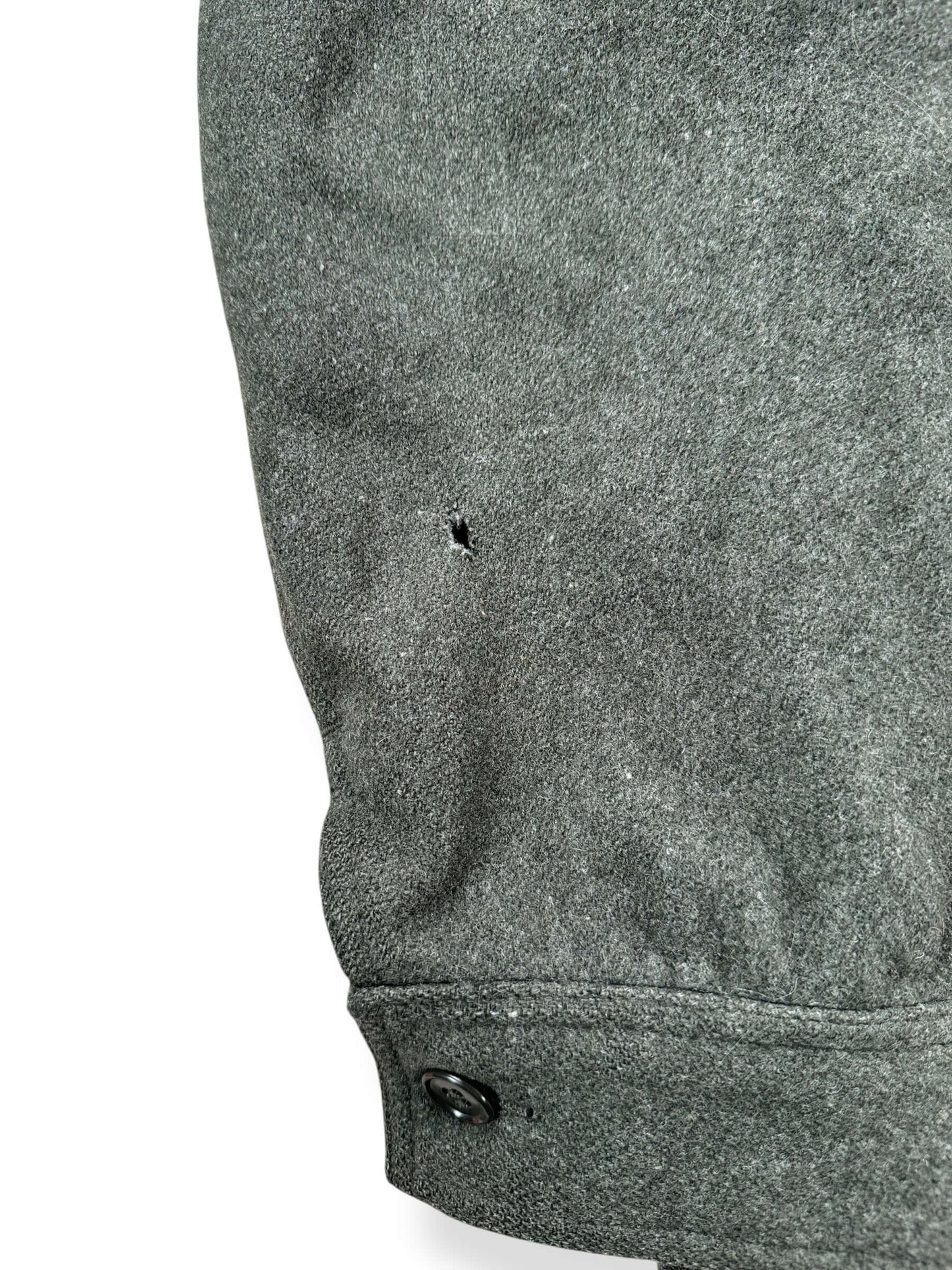 Small Hole on Sleeve on Vintage Union Made Filson Mackinaw Green Cruiser SZ 48