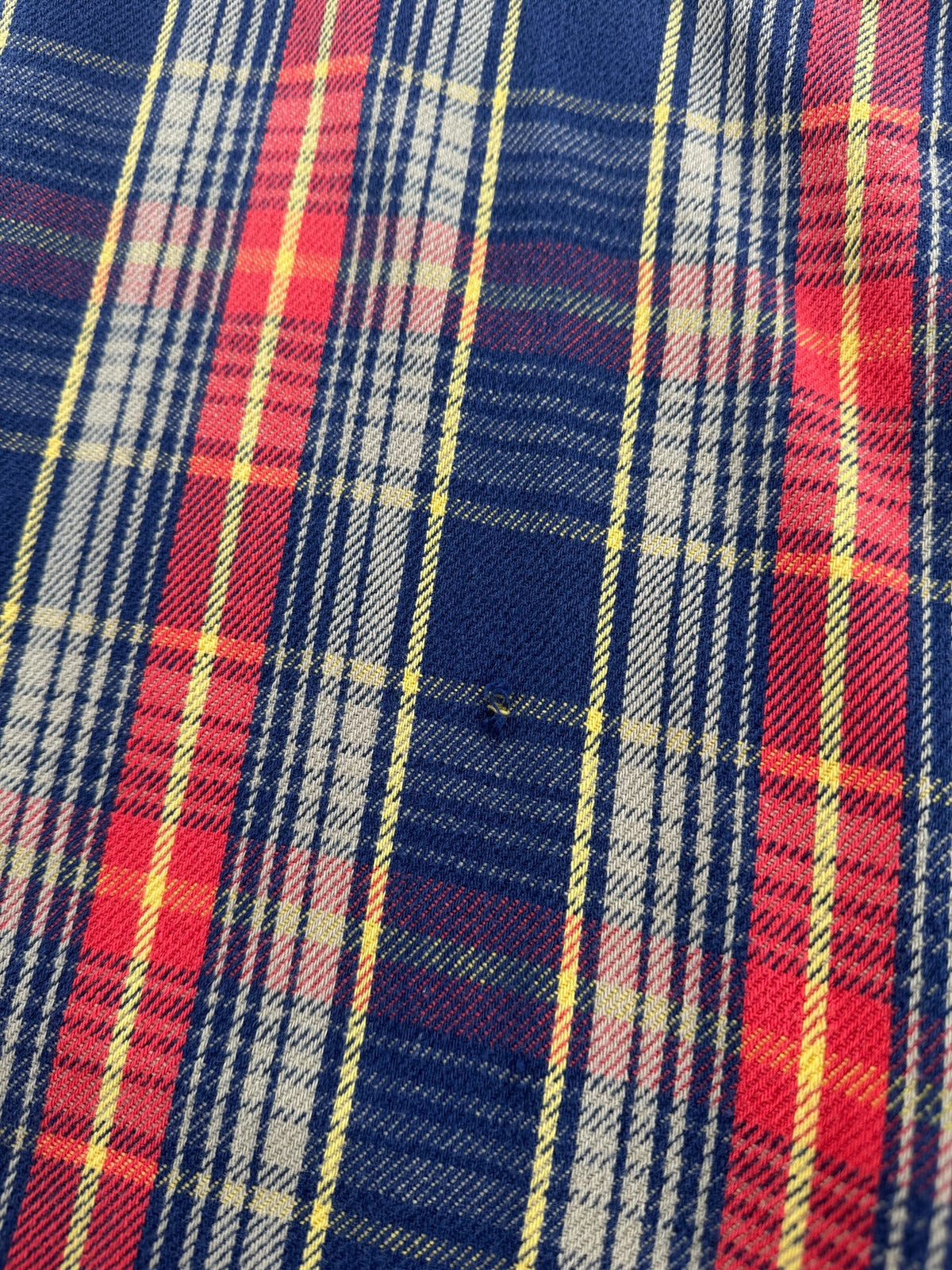 Small hole on back of Vintage Blue & Red Big Mac Cotton Flannel SZ XL