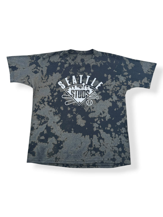 Front of Vintage Bleach Dye Seattle Studs Tee SZ L