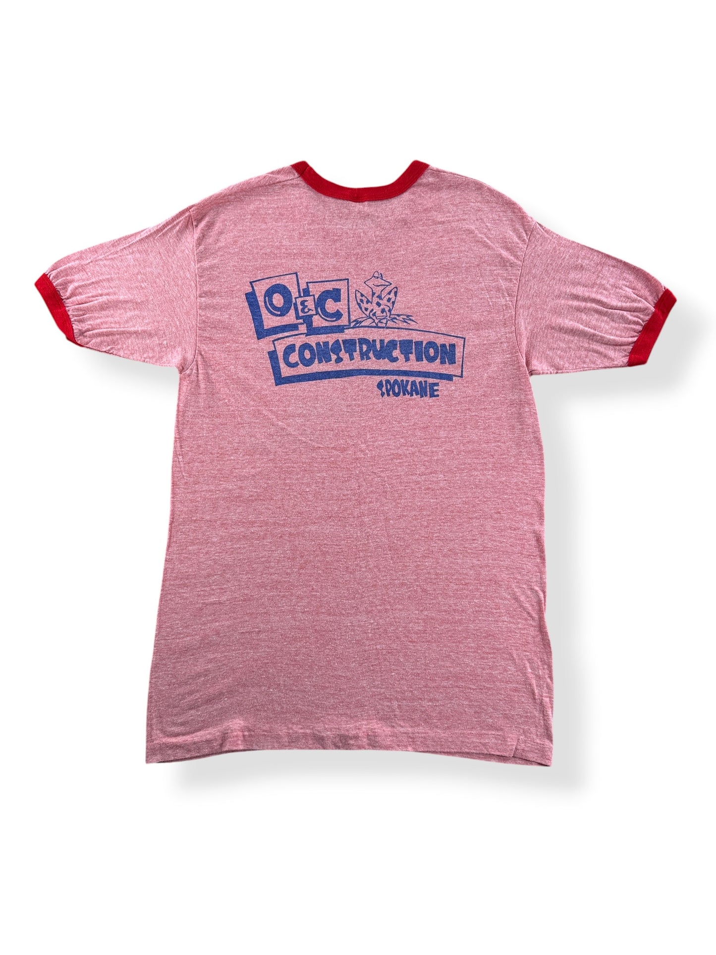 Back of Vintage 70s Era Hanes Dig 'Em Construction Ringer SZ L (Fits M)