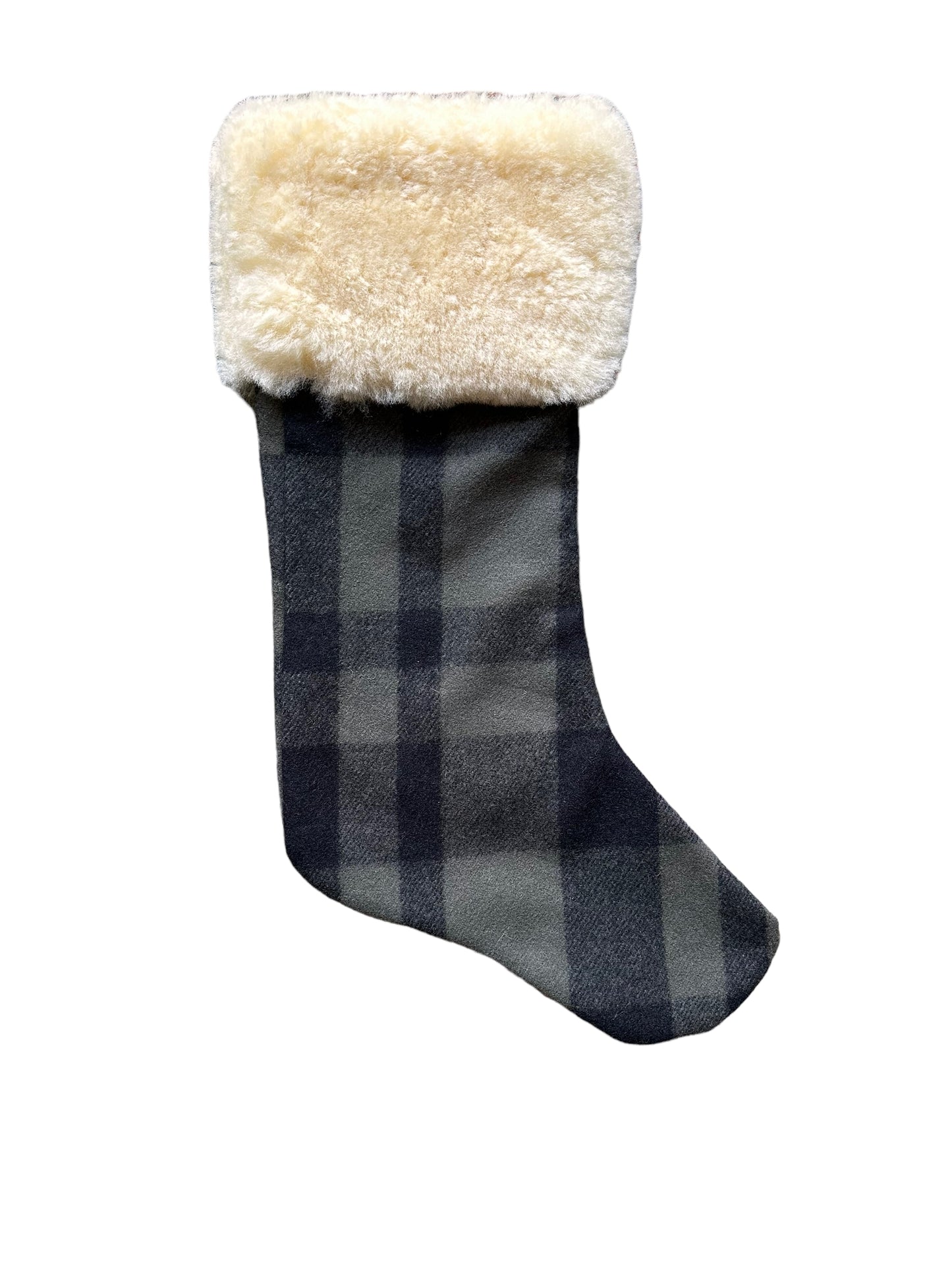 Front View of Filson Forest Green Plaid Mackinaw Wool Christmas Stocking |  Barn Owl Vintage Goods | Vintage Filson Workwear Seattle