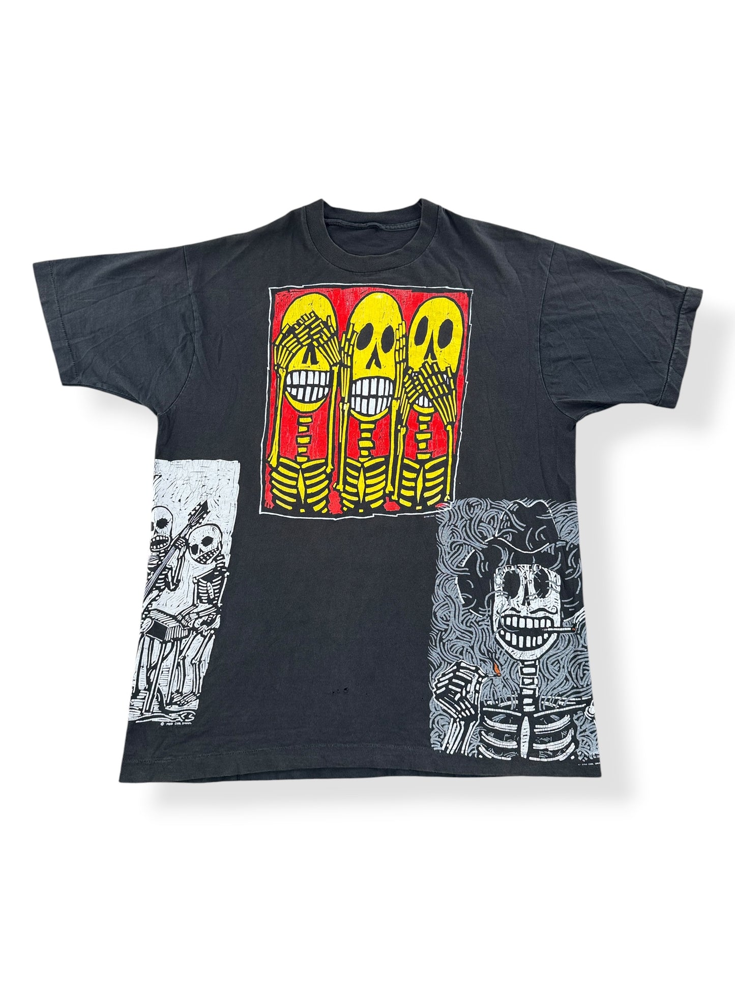 Front of Vintage 80’s Test Print Carl Smool Art Tee SZ XL