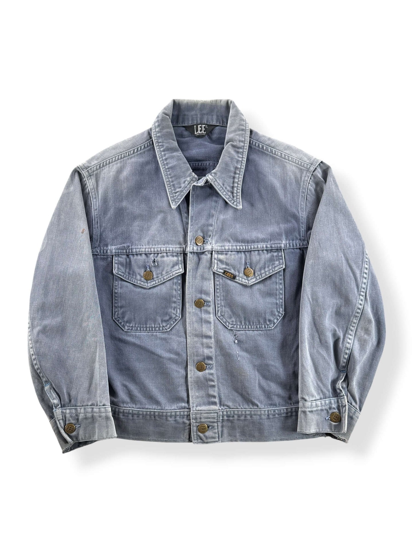 Front of Vintage 70s Lee Faded Moleskin Trucker Jacket SZ S