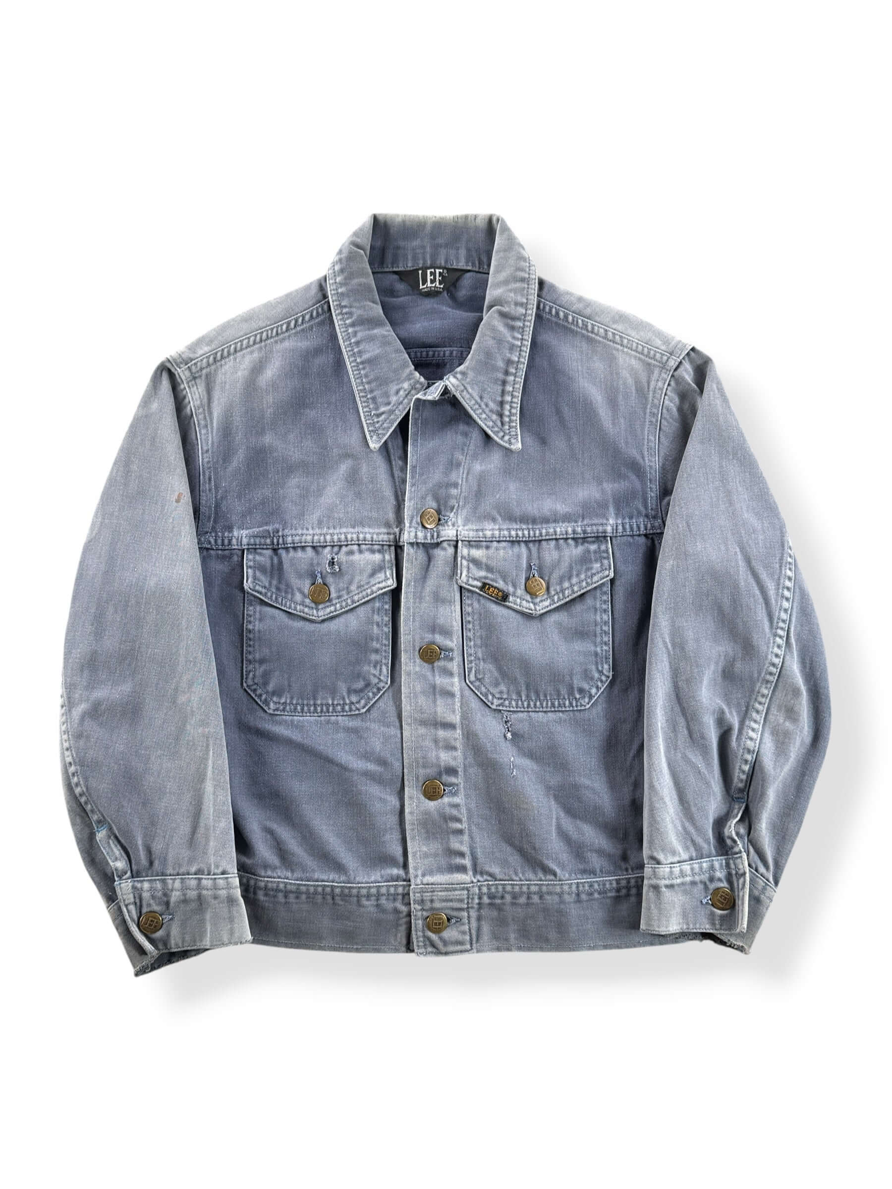Front of Vintage 70s Lee Faded Moleskin Trucker Jacket SZ S