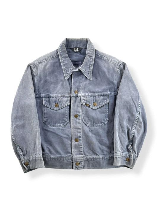 Front of Vintage 70s Lee Faded Moleskin Trucker Jacket SZ S