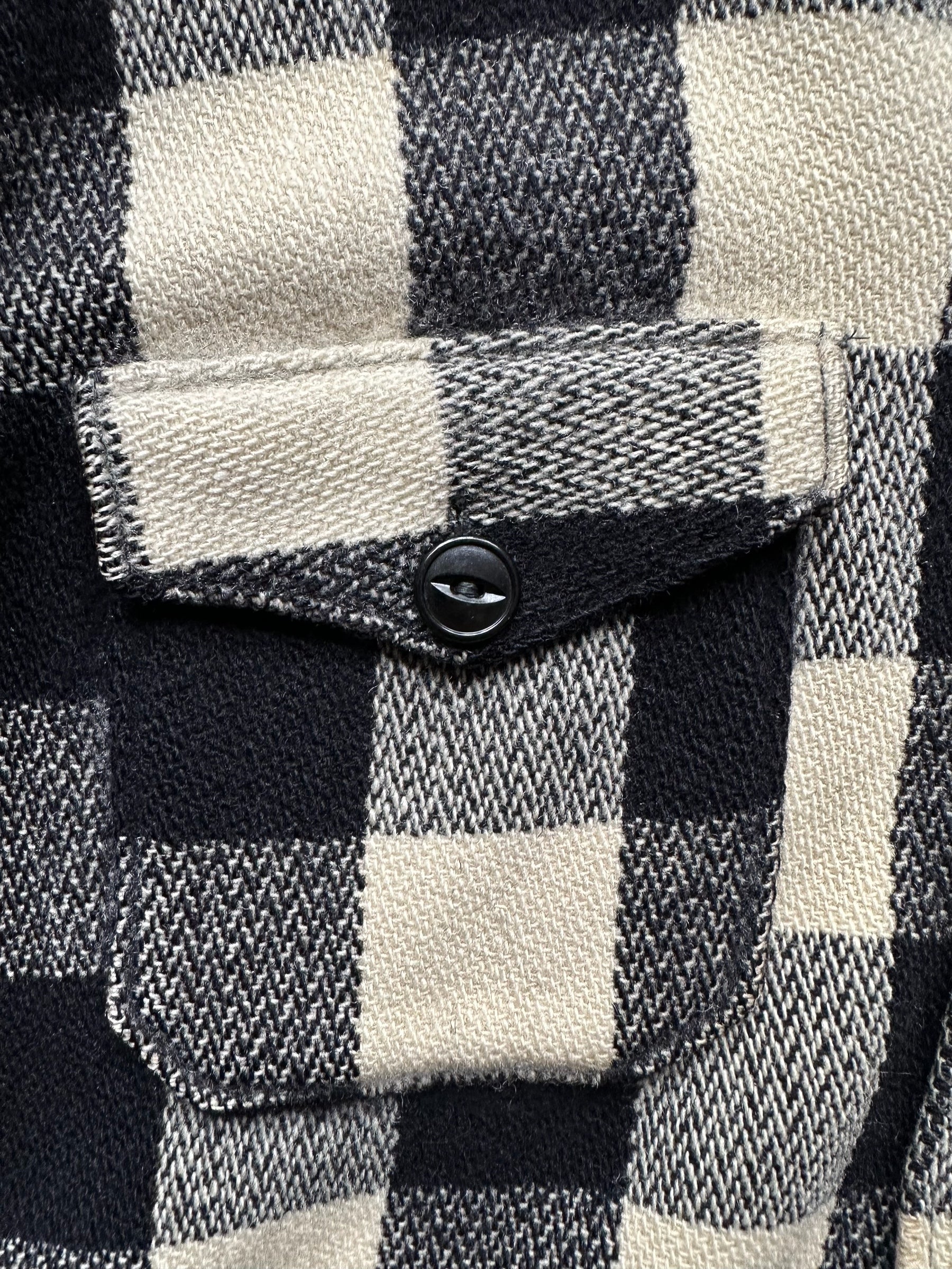 Pocket View of Vintage 1930-40s Era Woolrich Black & White Wool Jacket SZ L |  Barn Owl Vintage Goods | Vintage Workwear Seattle