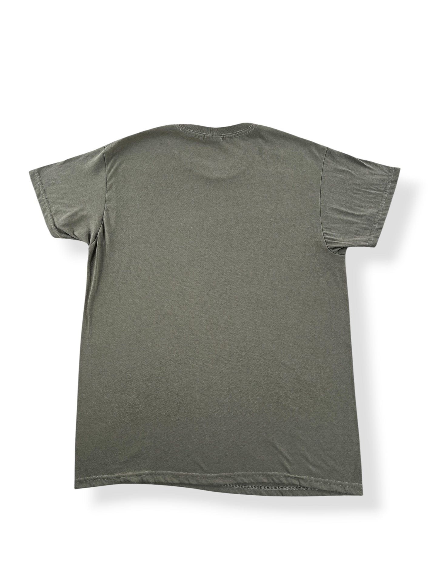 Back of Vintage Olive Green Military Tee SZ L