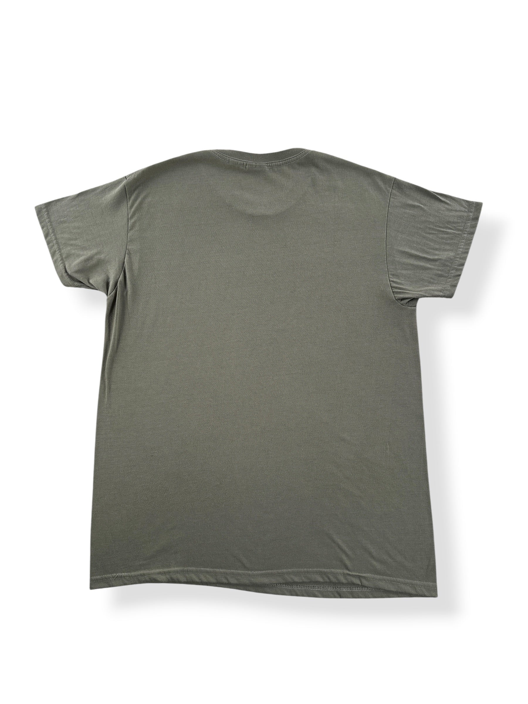 Back of Vintage Olive Green Military Tee SZ L
