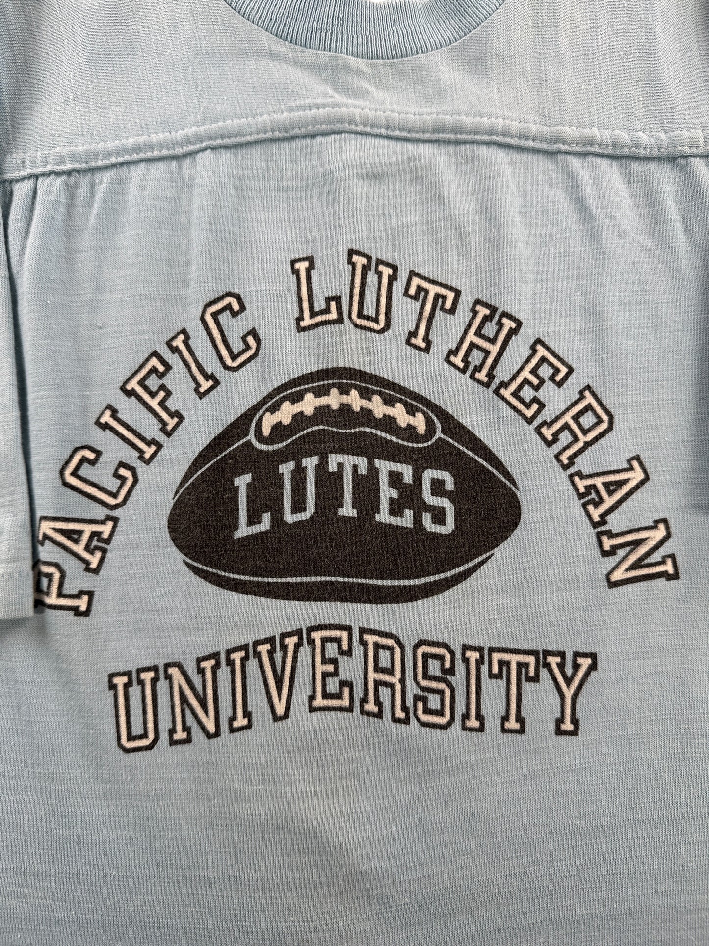 Graphic of Vintage Pacific Lutheran University Jersey Tee SZ XXS