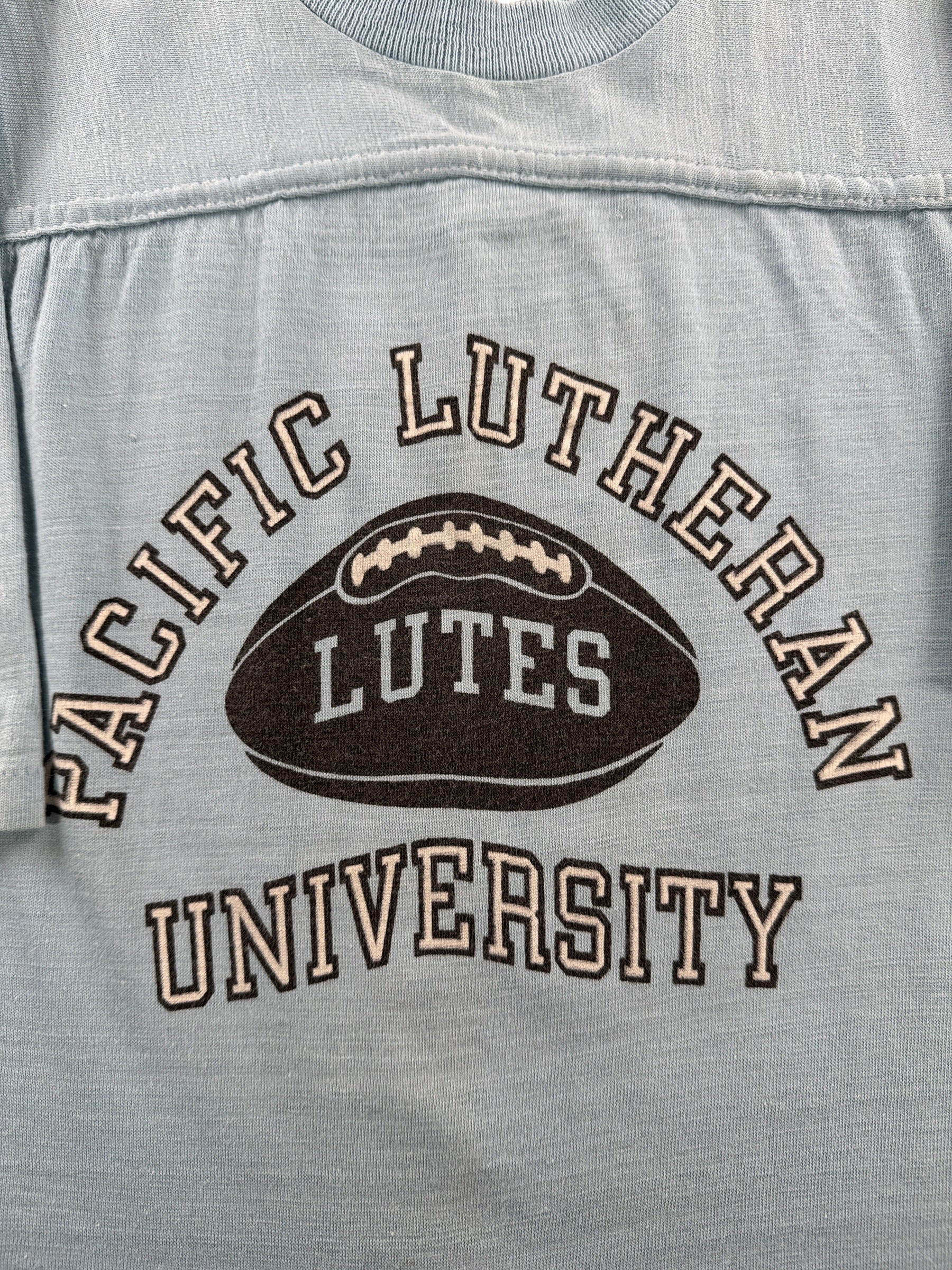 Graphic of Vintage Pacific Lutheran University Jersey Tee SZ XXS