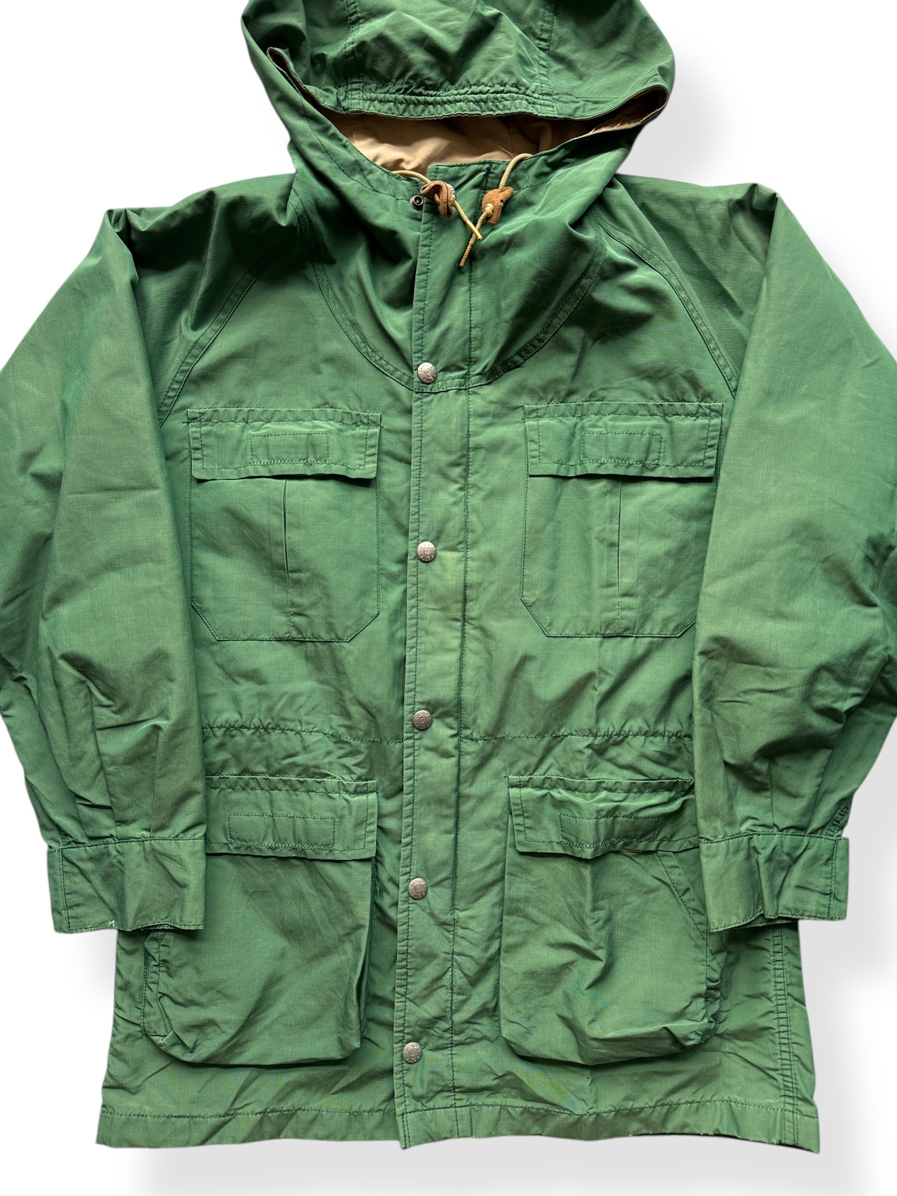 Front Close Up of Vintage Sierra Designs Green Rain Parka SZ S