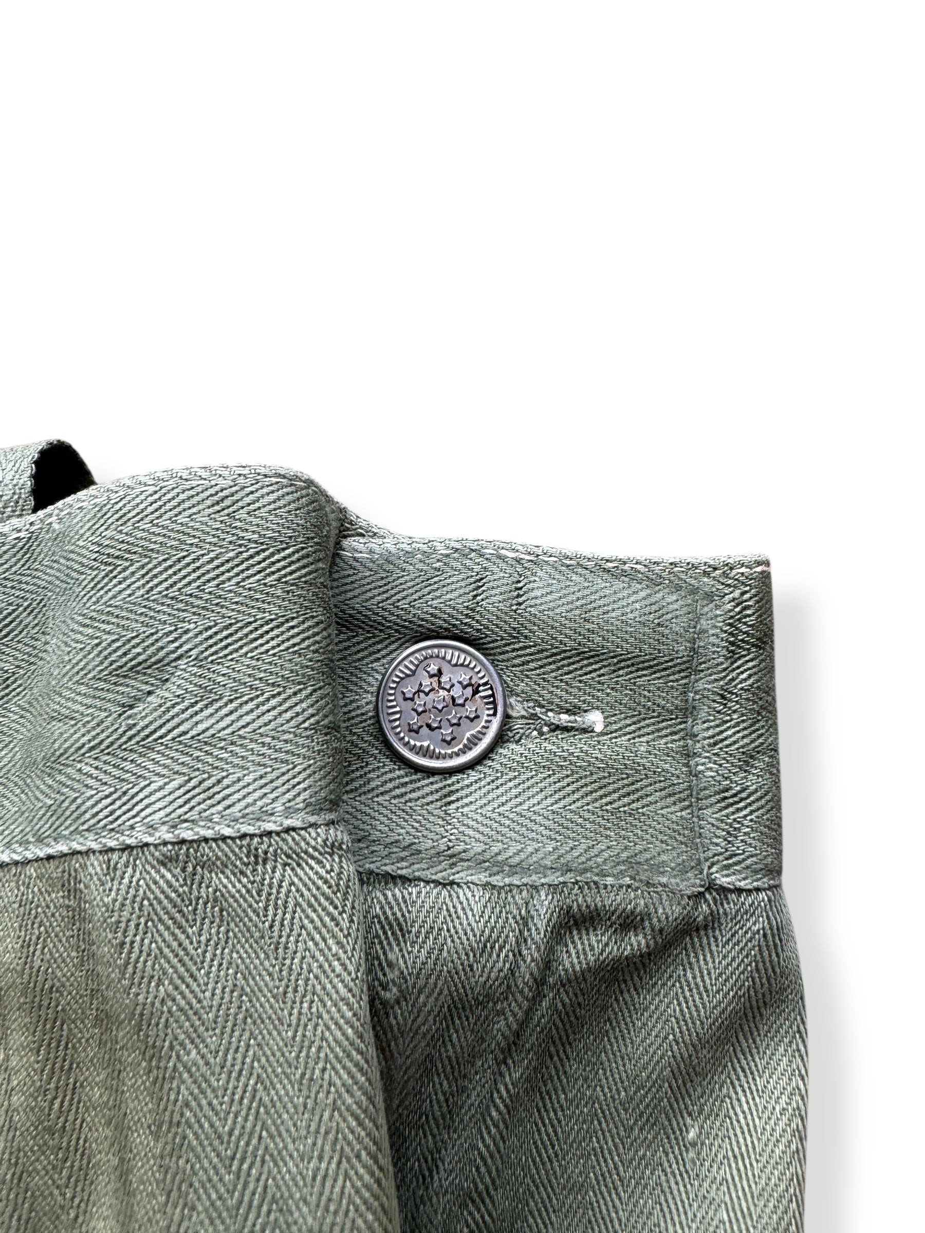 13 Star on Vintage Starchy WWII HBT Trousers W33